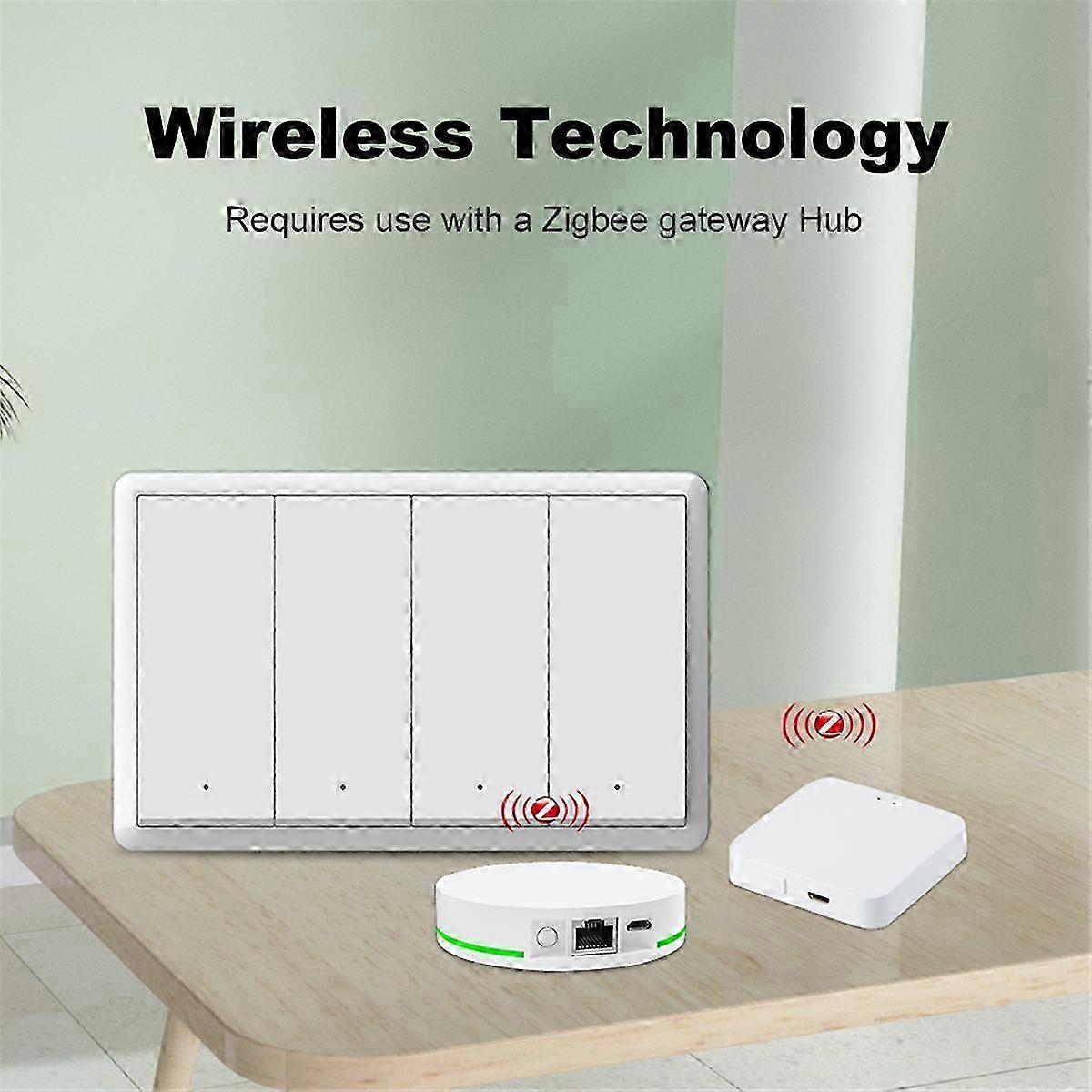 Tuya ZigBee Smart Switch with Neutral Wire Option - Intelligent Wall Button Light Switch, AC 100-240V