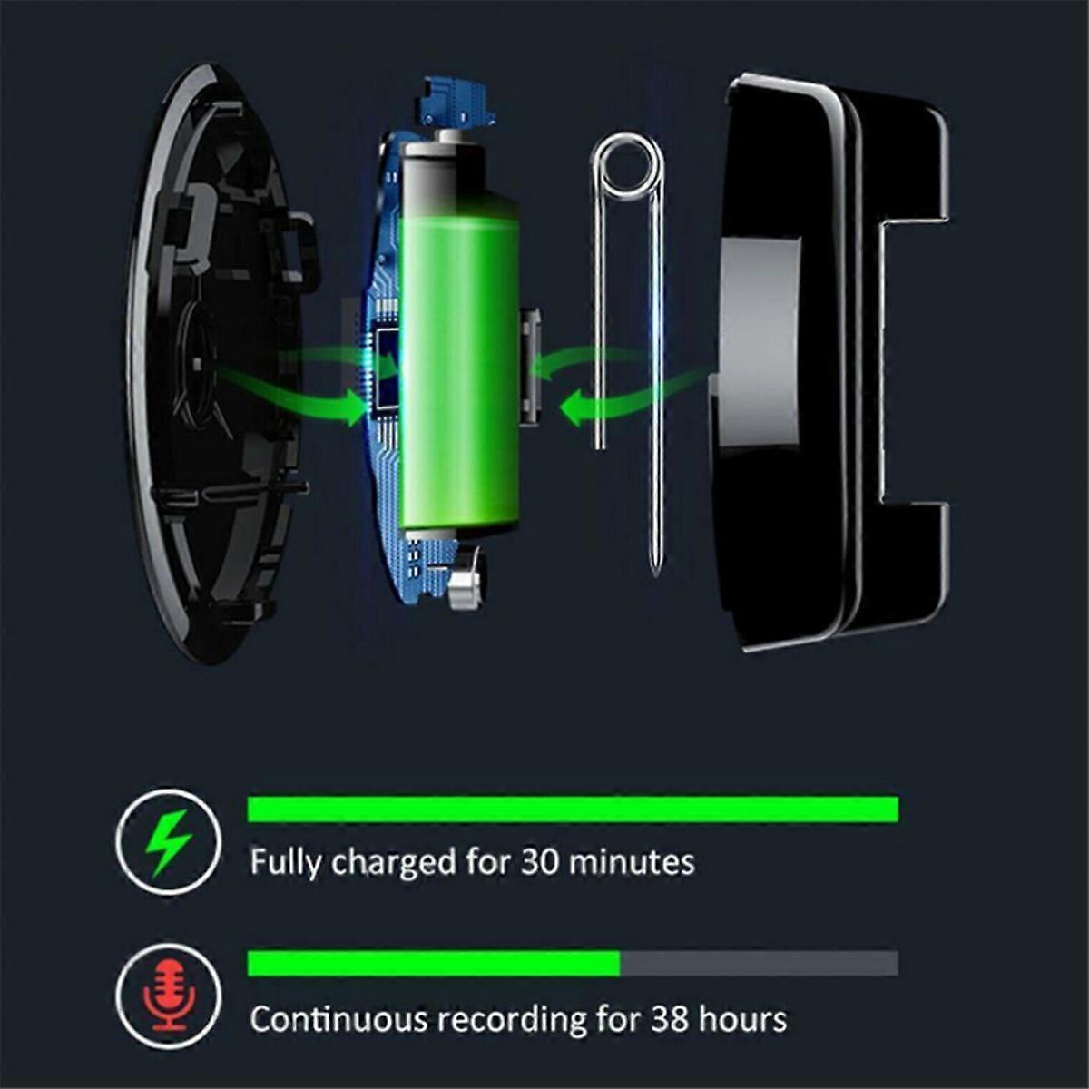 Digital Stemmeoptager Mini Broche Lydoptager -16GB