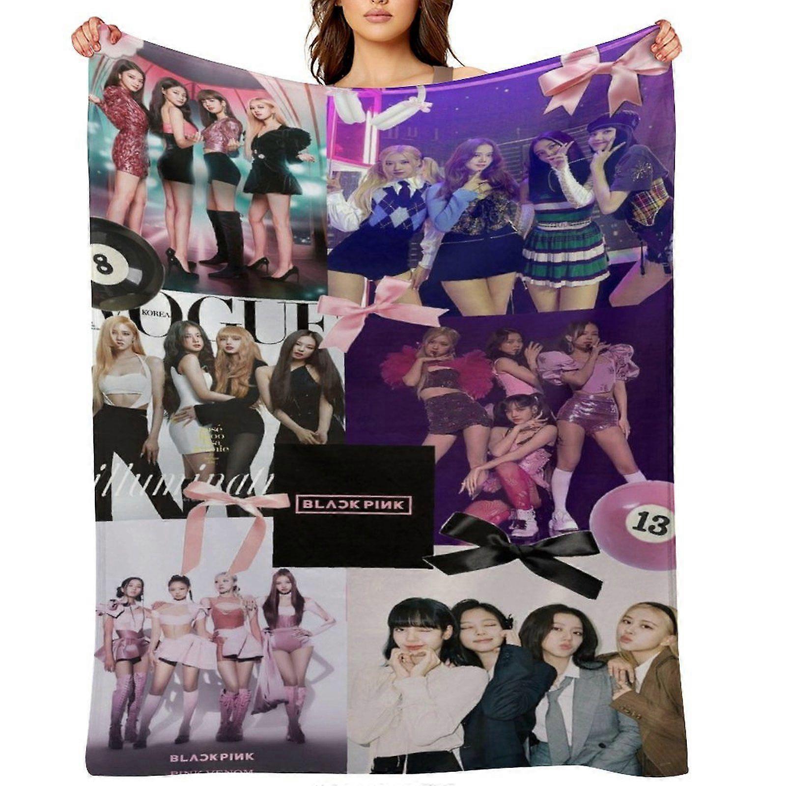 BLACKPINK رمي بطانية هدية ، بطانية من الفانيلا ، مناسبة للرجال والنساء ، مناسبة لجميع الفصول ، بطانية دافئة ، ديكور منزلي (398) 125x100 سم