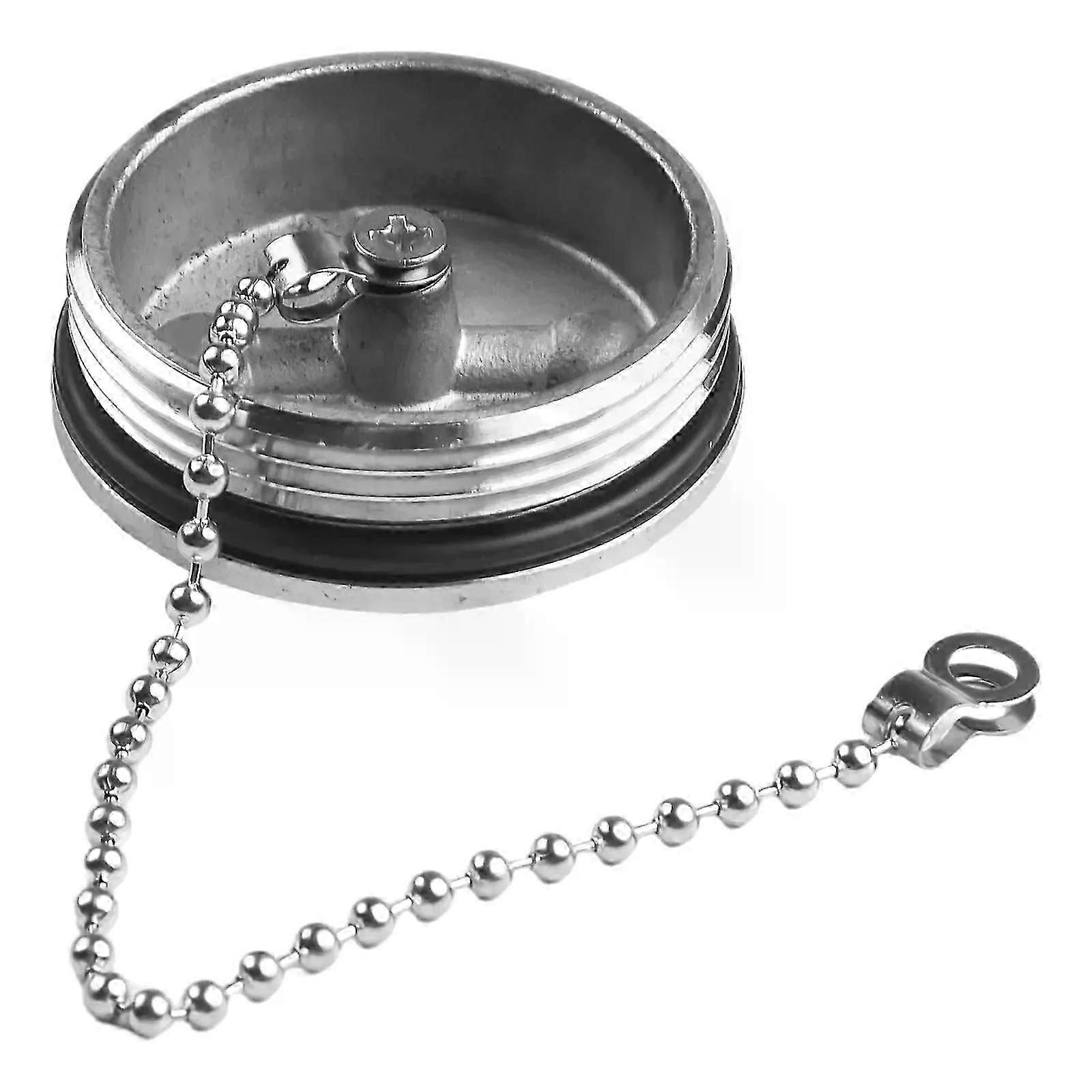 1PCS 50MM 2 Inch Fuel Gas Tank Cap With Chain Spare Yacht Replacement Hardware Silver Stainless Steel Boat Hardware Accessories