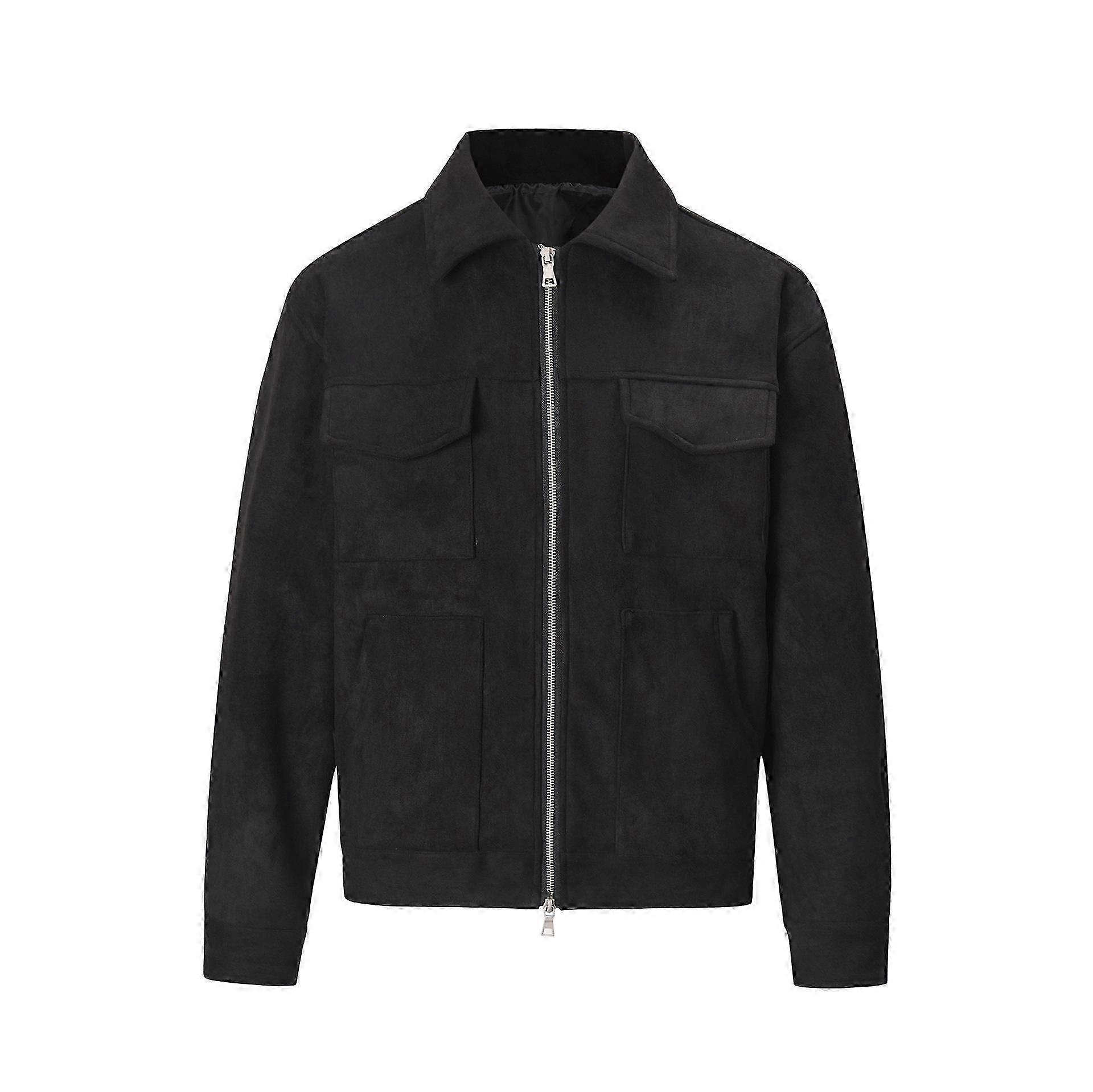 Spring and Autumn Men's Zipper Lapel Jacket Vintage High Street Suede Material Crock Jacket Casual Short Jacket for Menu