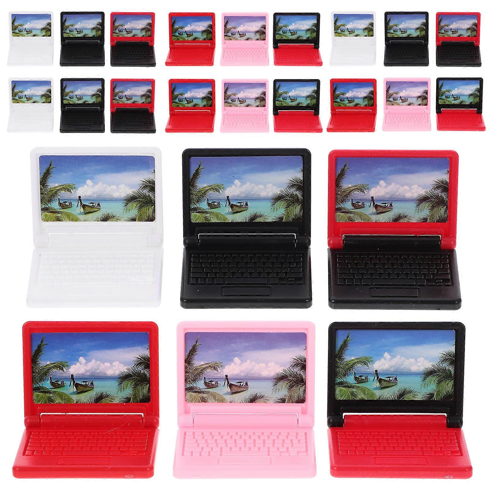 Micro Miniature Computer Model Toy Laptop for Decor 24Pcs Simulation Dollhouse Ornament