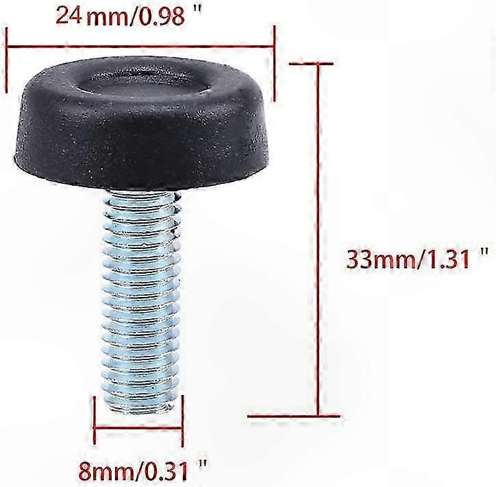 20-Pack M8 x 24mm Adjustable Furniture Feet with Threaded Rod for Leveling and Stability