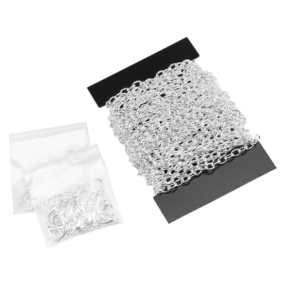 Chain Materials Silver Plated Iron Diy Jewelry Making for Craft Project 4x6mm Size with Jump Rings 121Pcs