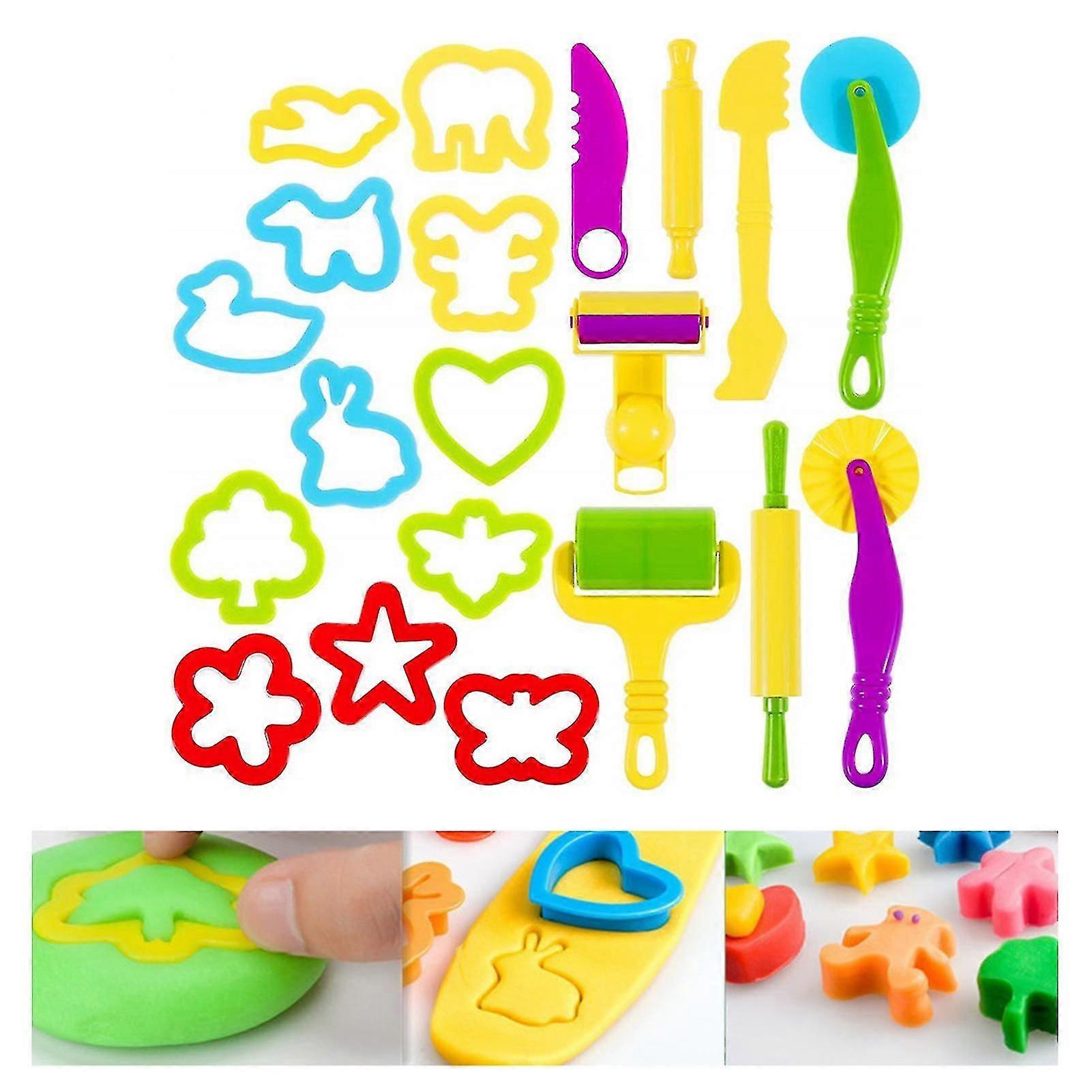 Play Dough Tools Kit - 20pcs Playdough Tools Kit - Dough Accessories Plasticine Cutting Molds Shape Roller Pin, Pretend Play Accessories For Toddlers