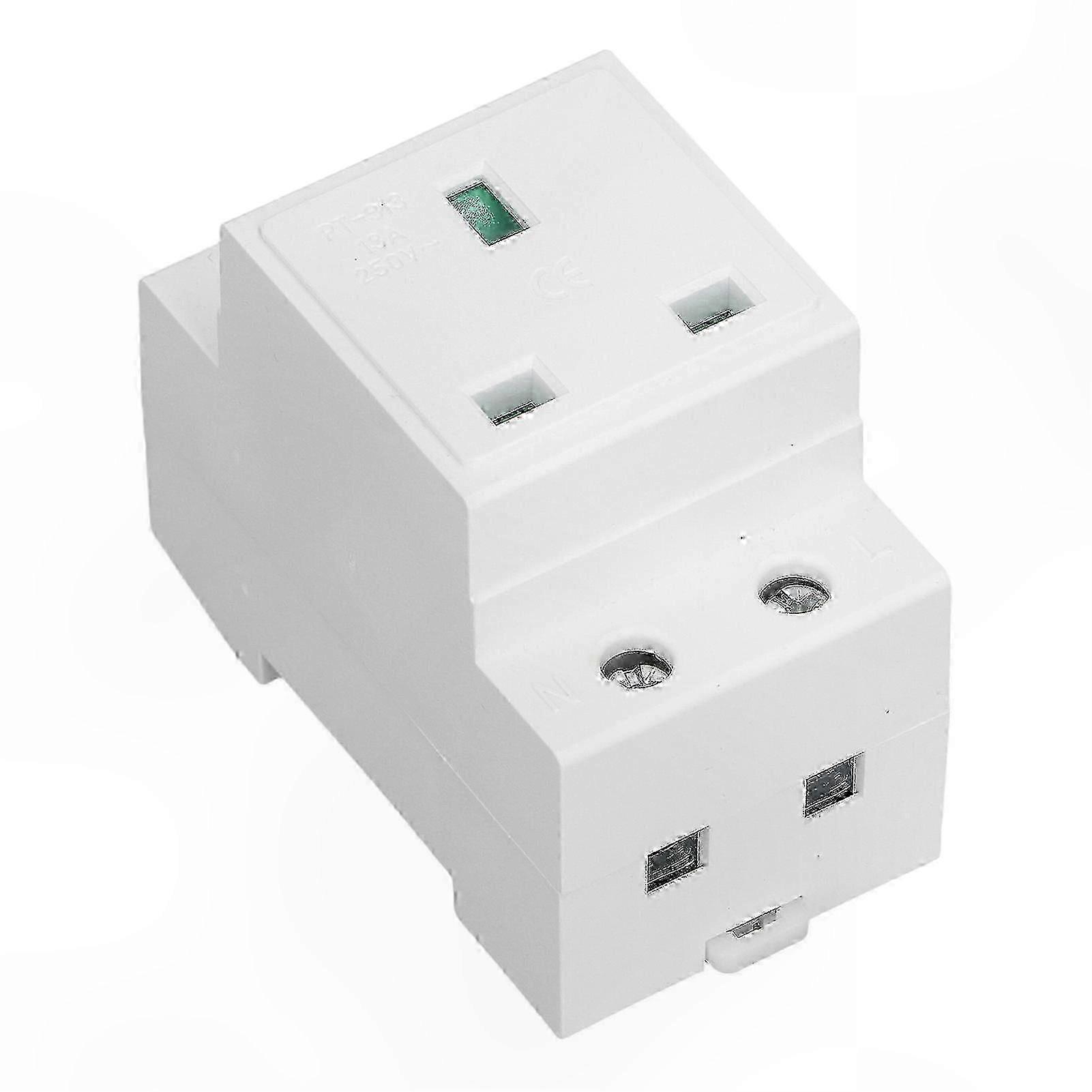 DIN Rail Socket with Protective Earth Contact, 13A 250V AC Outlet for Distribution Panel