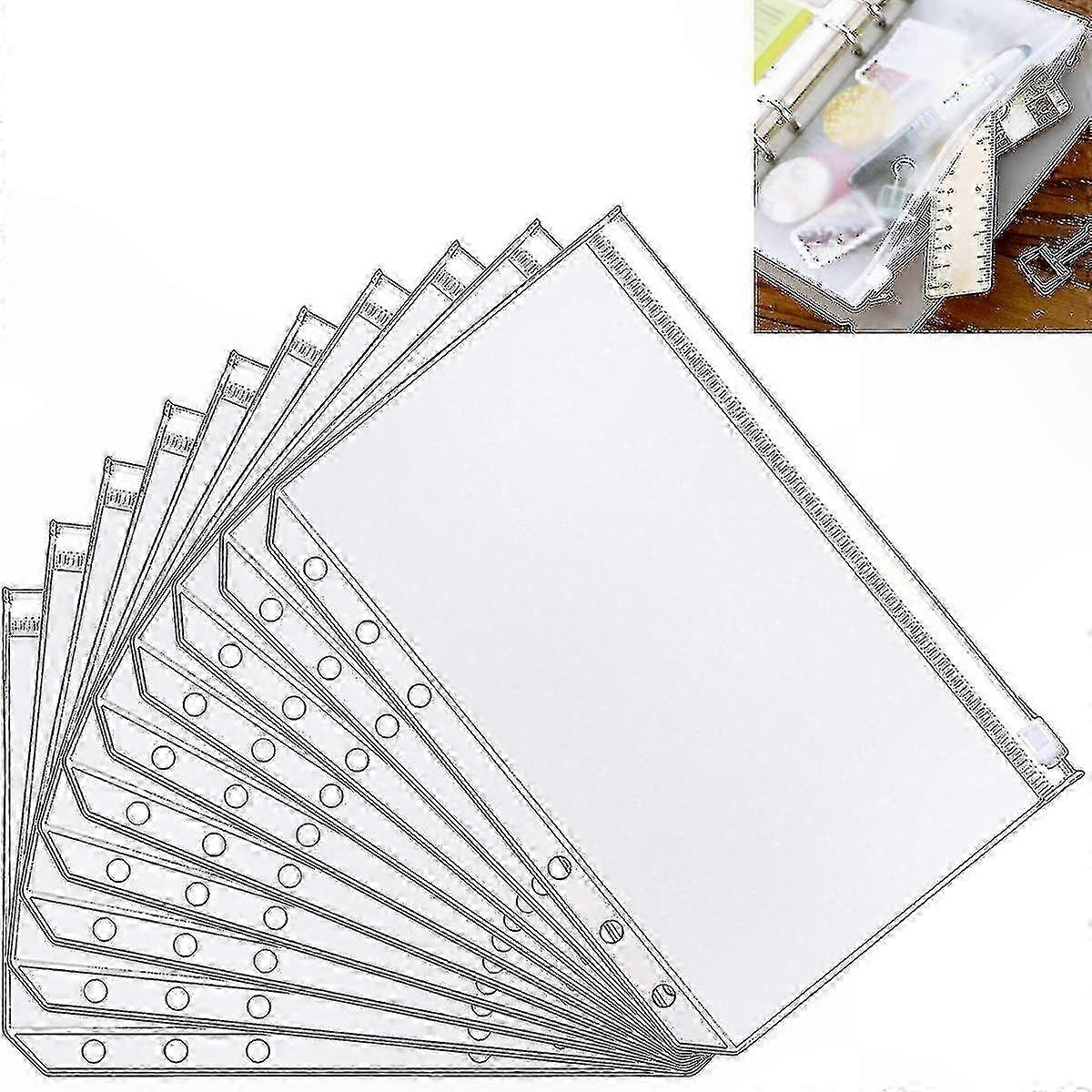 10 Pack Translucent A5 Plastic Binder Sleeves with 6 Holes for Organizing Documents and Notes