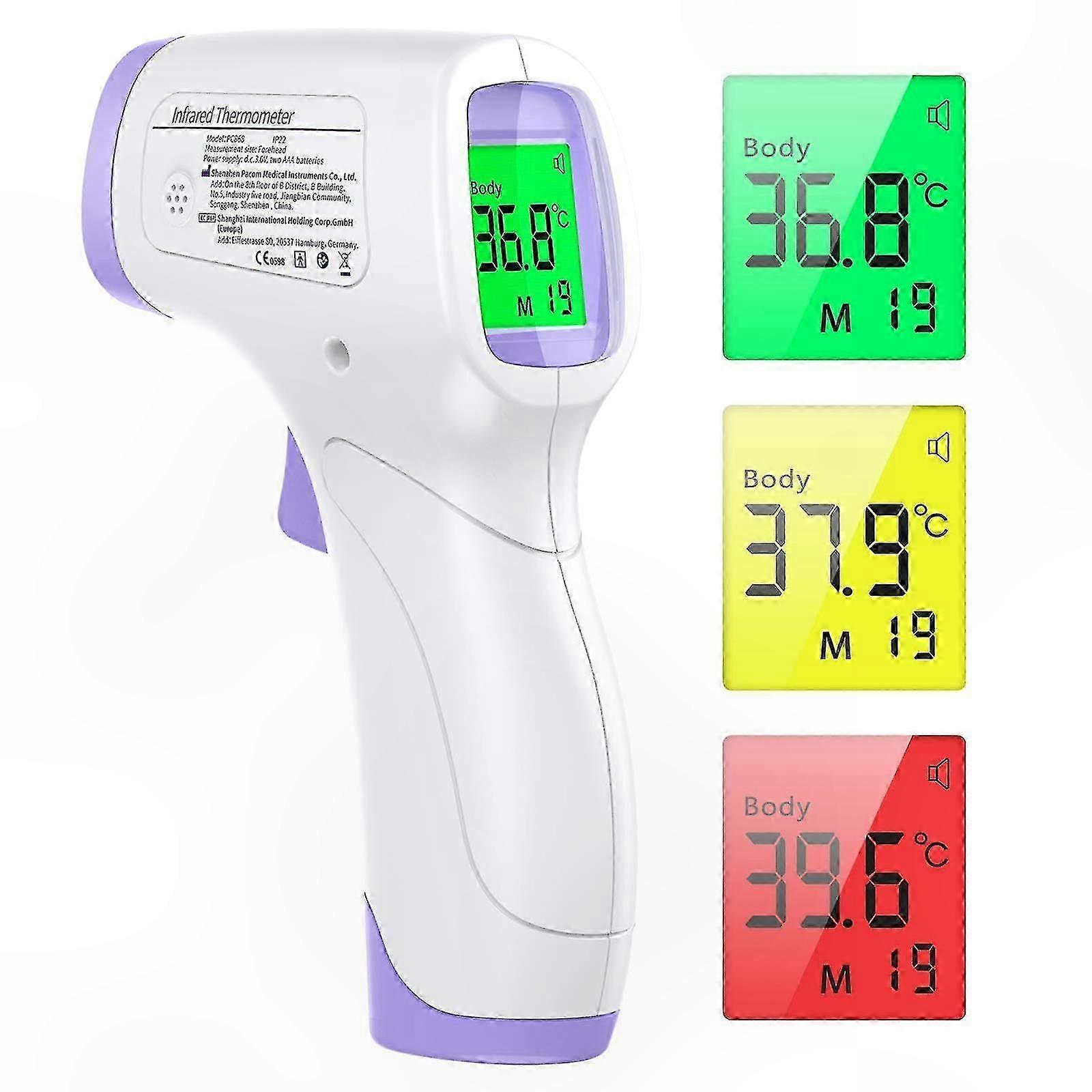Infrared Forehead Thermometer for Adults, Non-Contact LCD Display Thermometer with Fever Alert Function