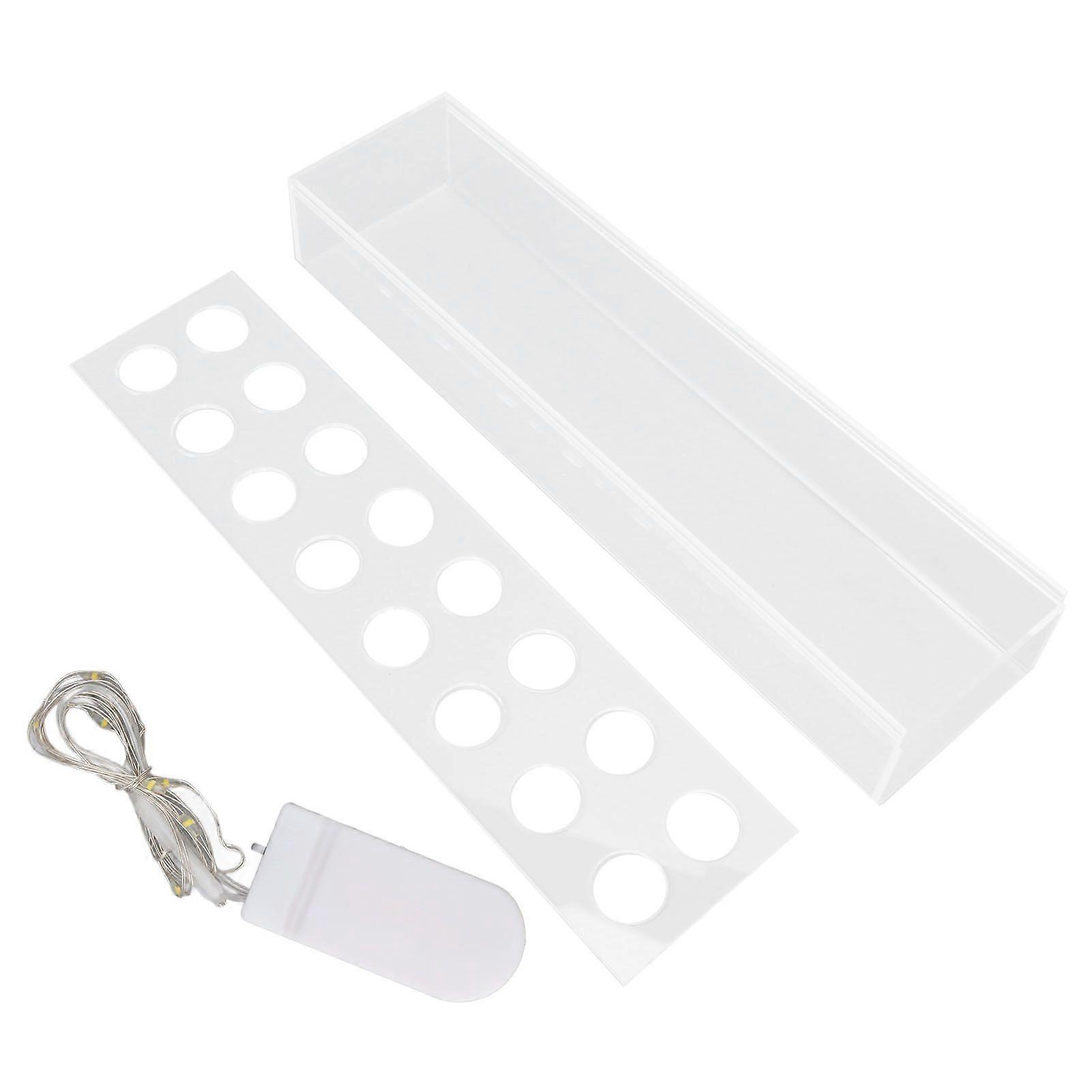 Acrylic Flower Vase Rectangular Long Clear Floral Centerpiece Votive Box Rectangle Holder with String 16 Holes