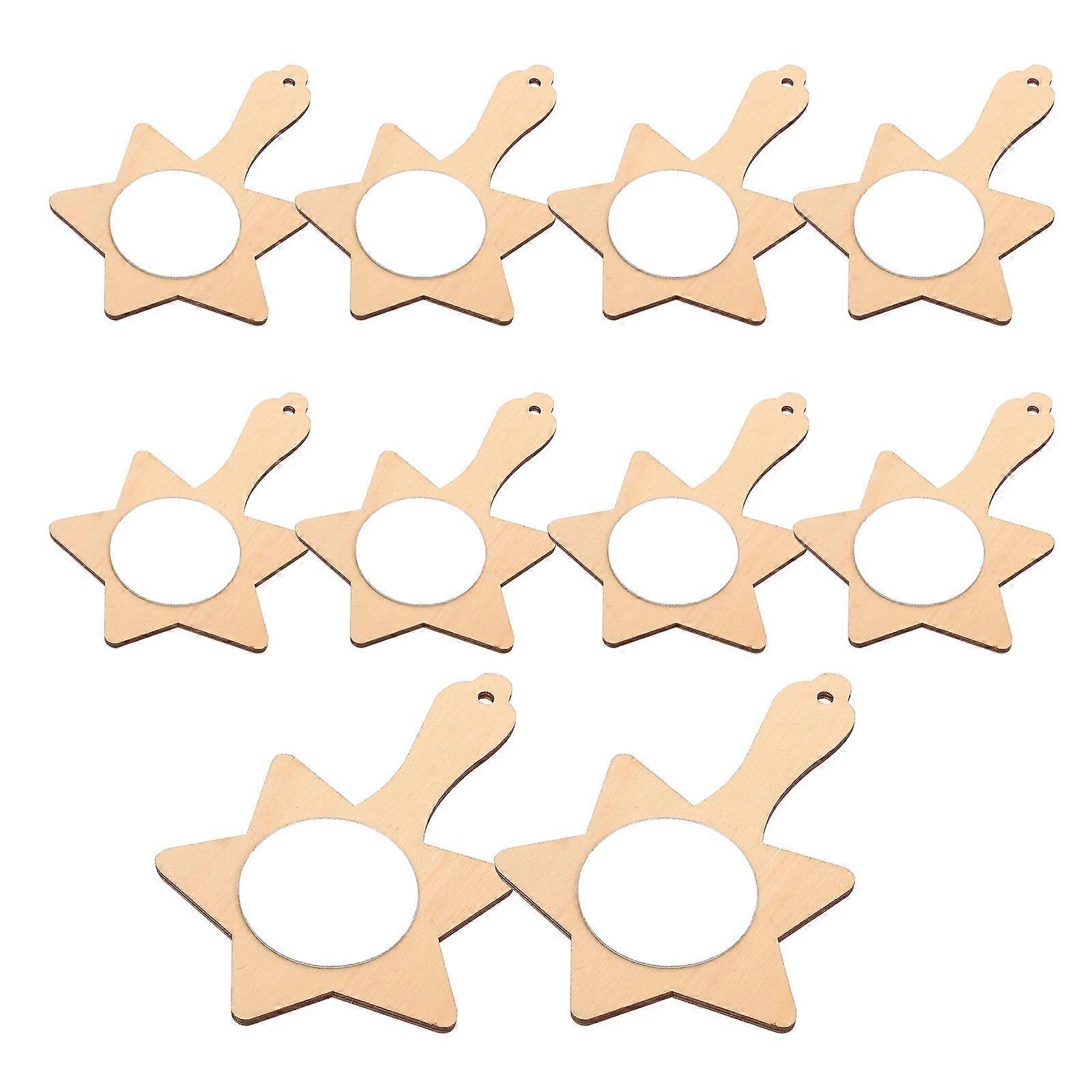 Decorative DIY Wooden Mirror Unfinished Handheld Mirror 20Pcs Set