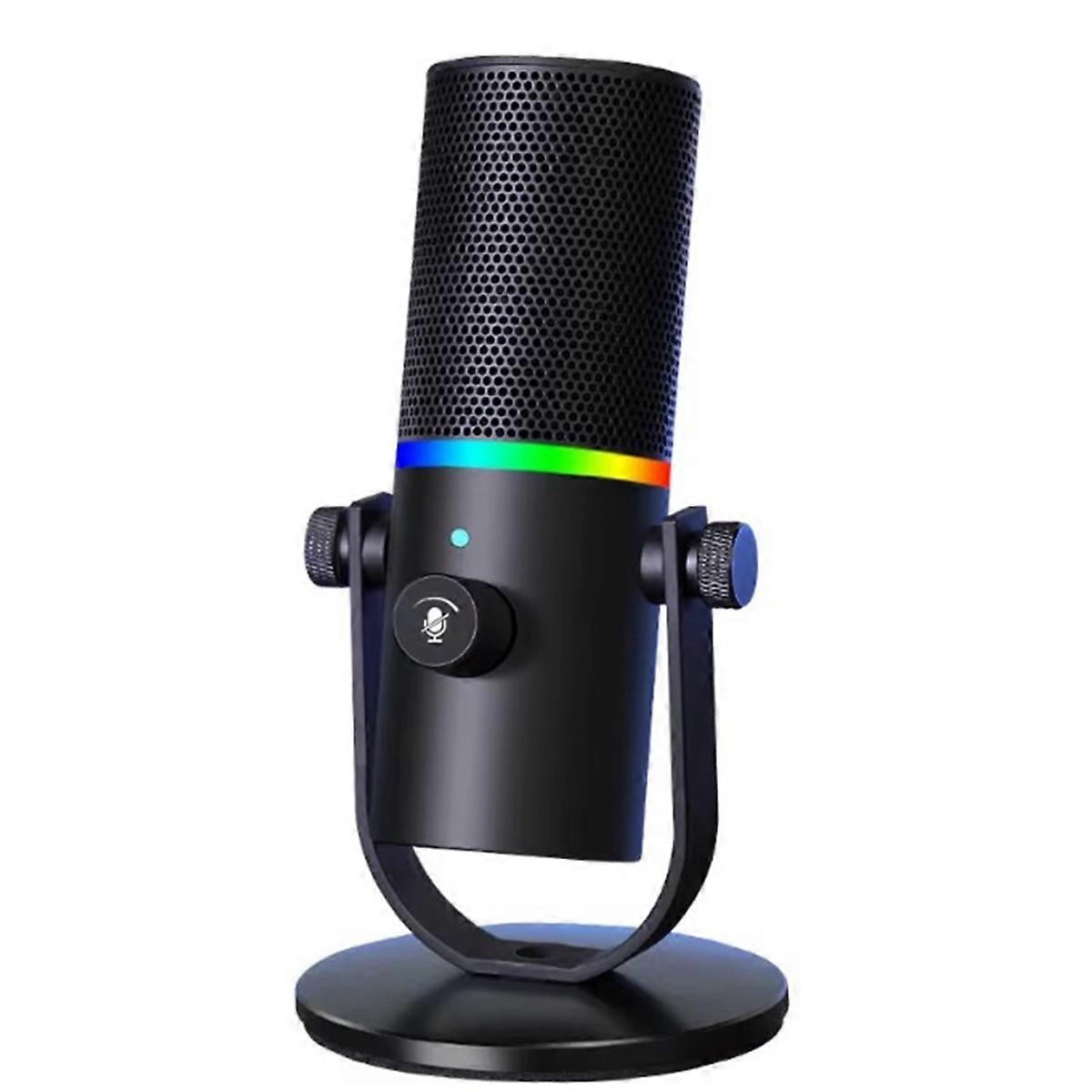 RGB Lighting Live Stage Recording Podcast Studio Microfone Vocal Noise Reduction Mic with One Key Mu