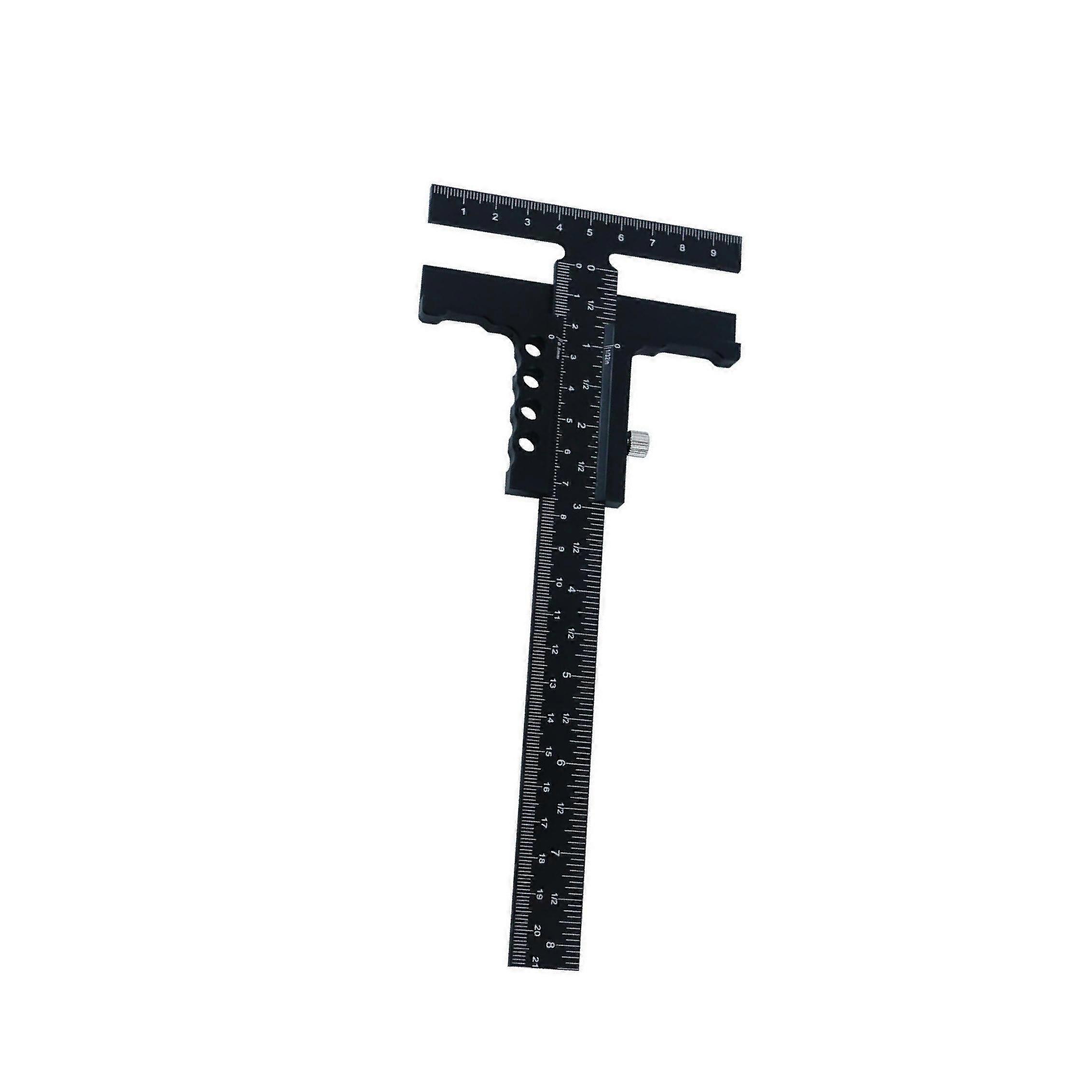 T Shaped Wood Workings Scriber Portable Sturdy Slide Ruler for Home Woodworker with Fine Tuning