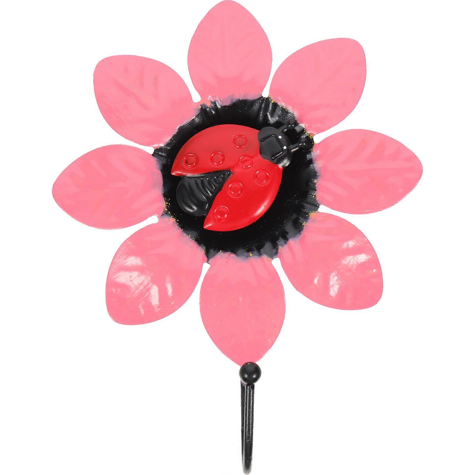 Hanging Wall Hooks 3Pcs Flower Shape Iron Design For Keys Mugs Holiday Decorations In Pink Color With Easy To Install Feature