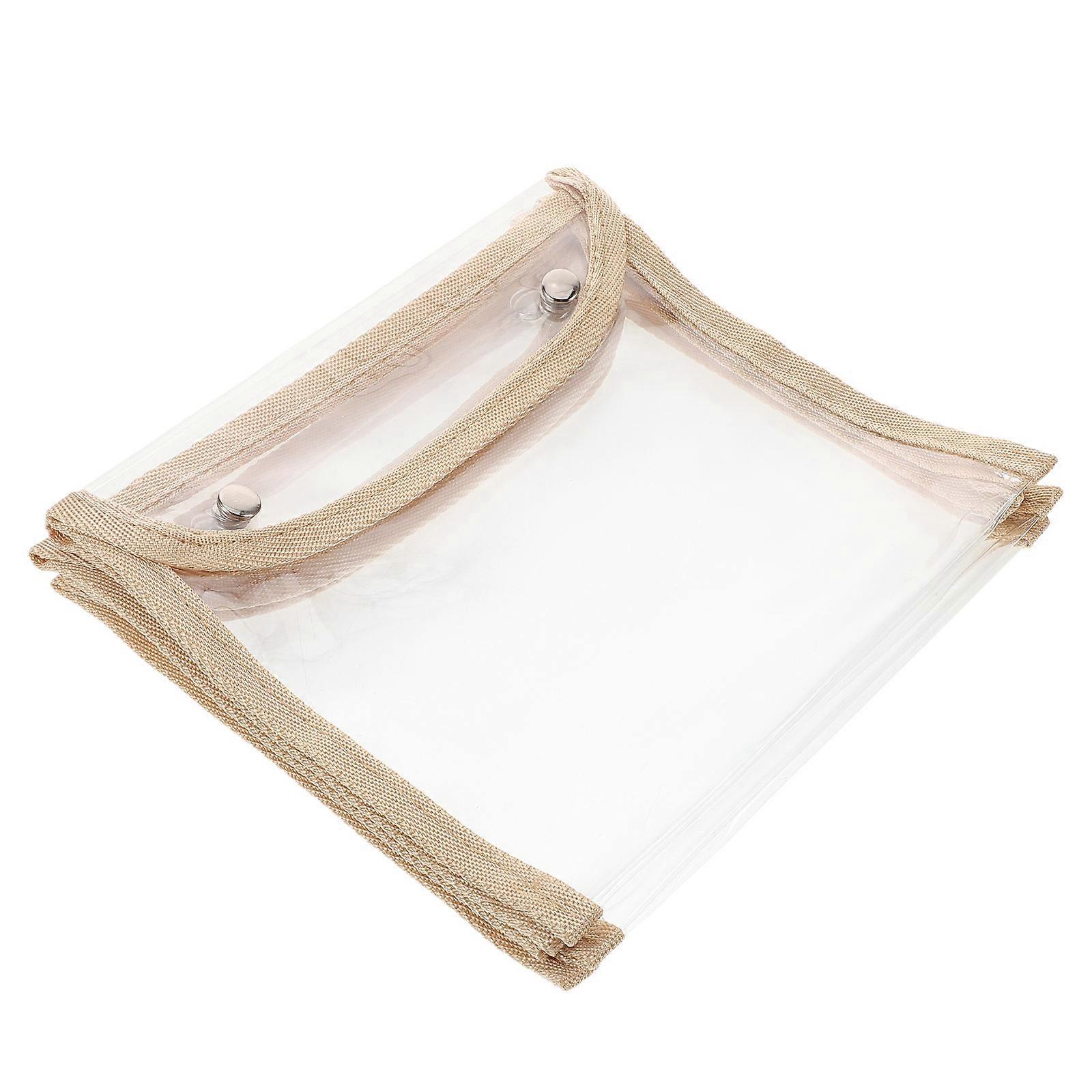 Pencil Case Transparent PVC for Organizing Files 15Pcs Snap Closure