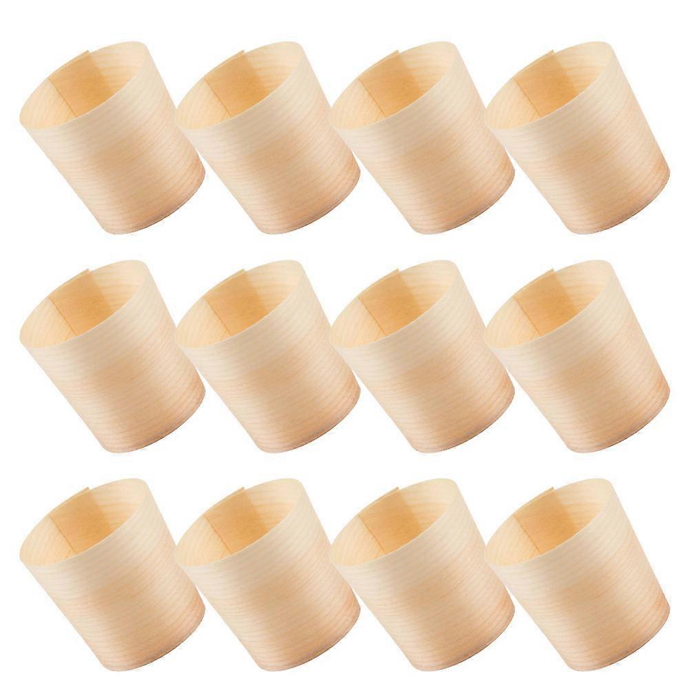 50Pcs Single Use Wooden Mugs Perfect For Appetizers And Snacks In 2.4X2.4X2.4In Size Suitable For Various Occasions