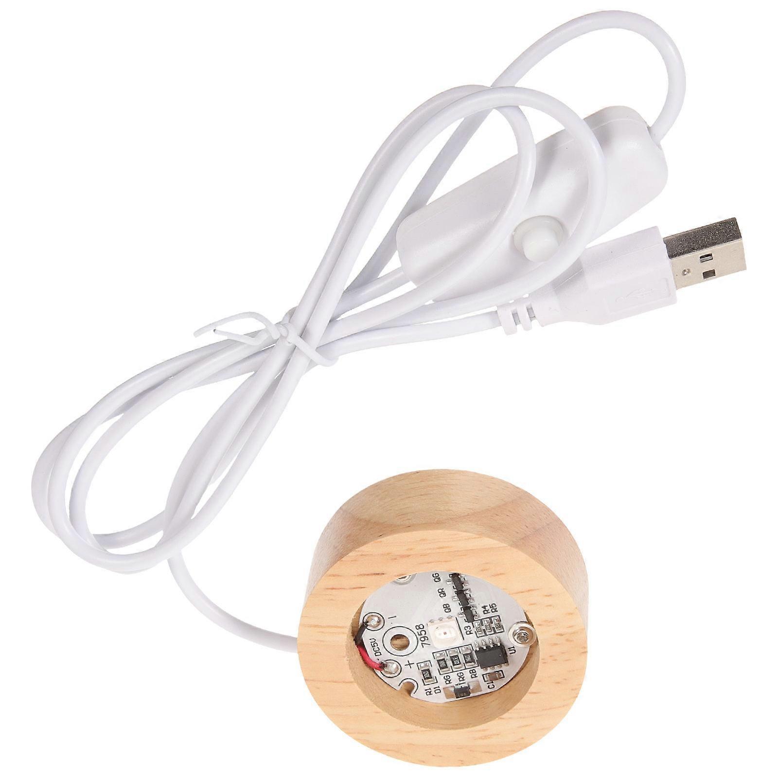 LED Wooden Light Base for Crystal Ball with USB Charging 3Pcs Kit