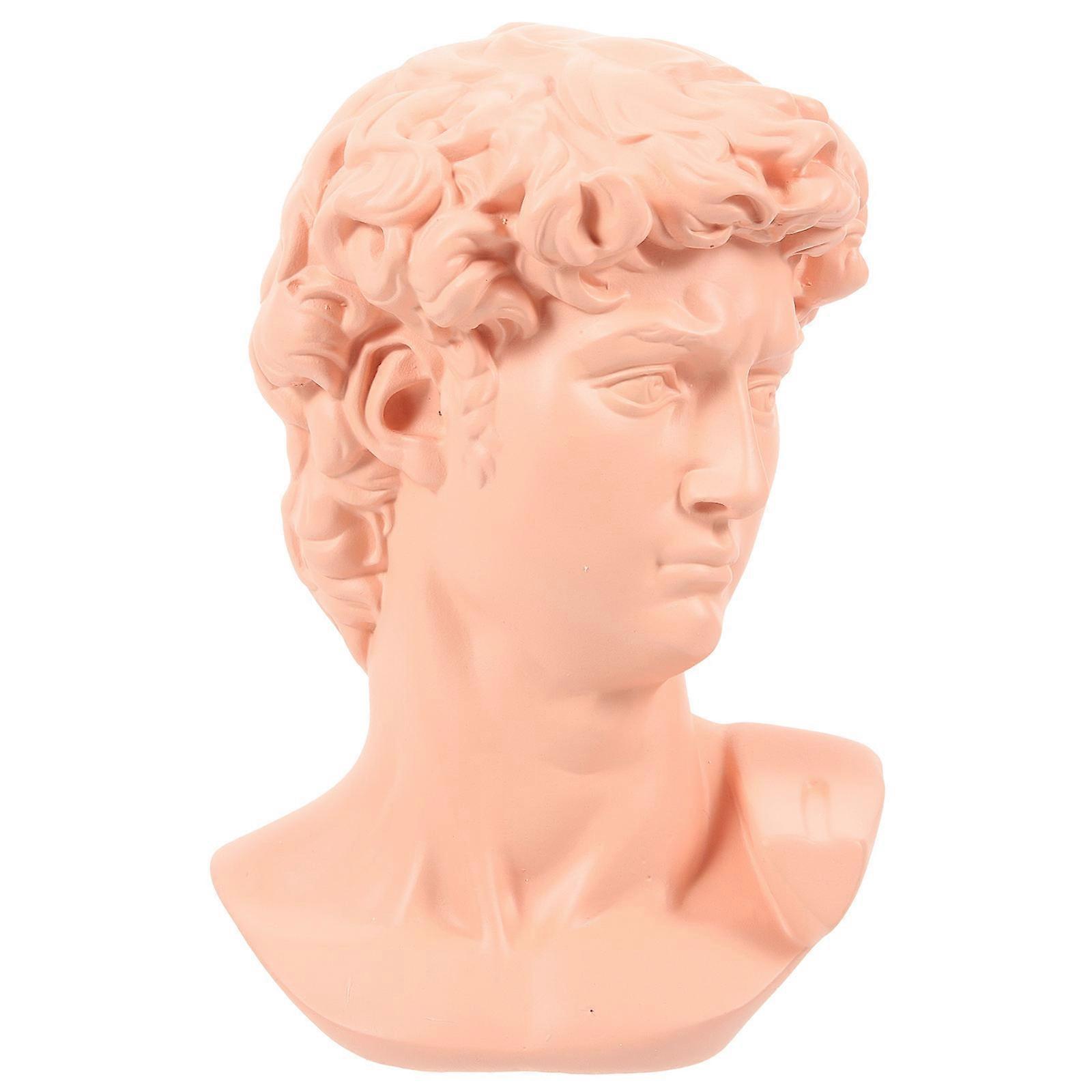 Resin Craft David Small Head Statue for Home Adornment 5Pcs Pink