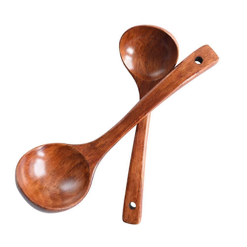 Utensili in legno di grandi dimensioni per cucinare in materiale di bambù marrone, sicuri per tazze, 2 pezzi