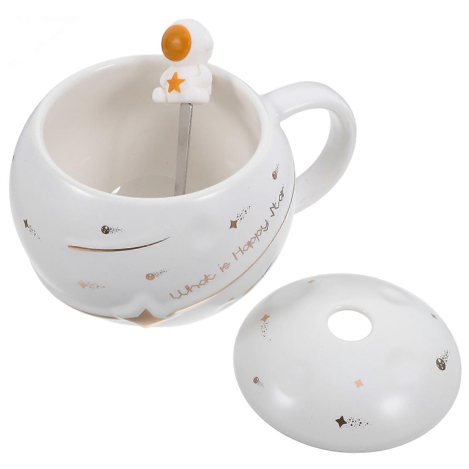 Astronaut Planet Shape Milk Cup Ceramic Home Drinking Cup with 2Sets