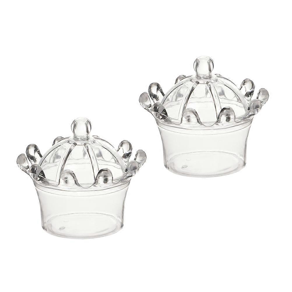 Plastic Treat Boxes Crown Shape for Kids 2Pcs Transparent Wedding Candy Container