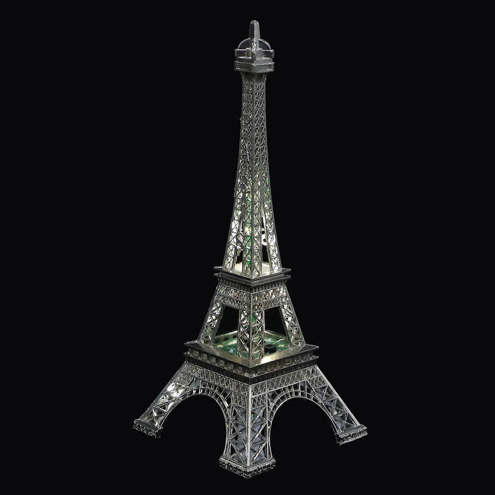 LED Glowing Decor Eiffel Tower Model Metal Ornament 3Pcs for Desktop