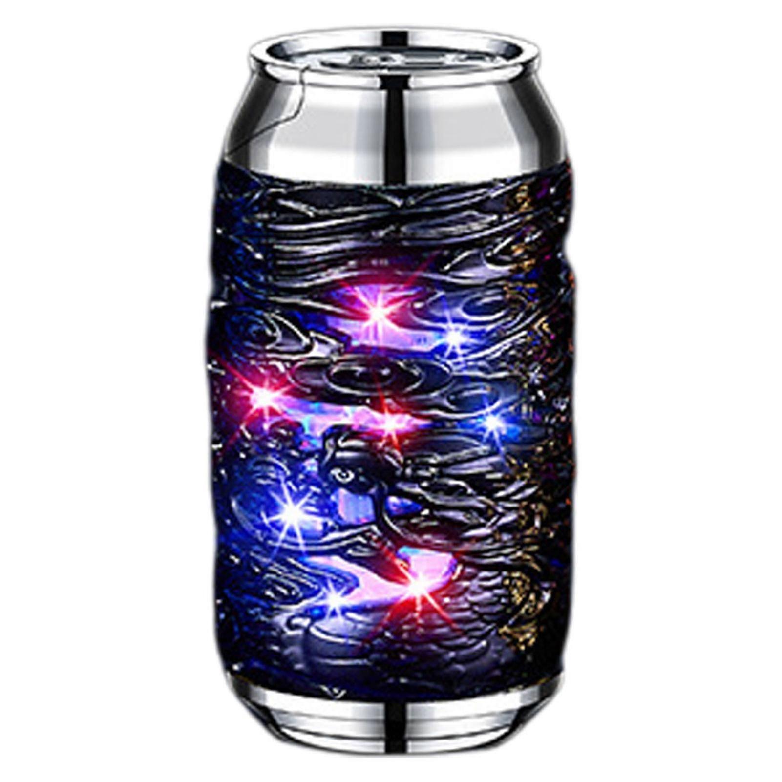 Can Shaped Windproof Red Flame Lighter with Colorful Light Outdoor Camping Essential