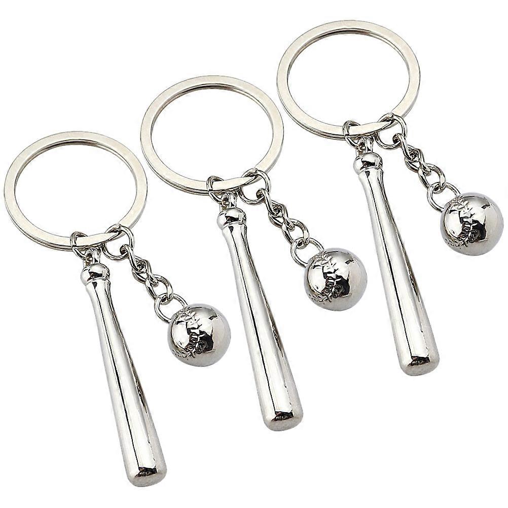 Decorative Baseball Keychains 6Pcs Portable Key Chain For Car Keys Bags And Graduation Ceremony Silver