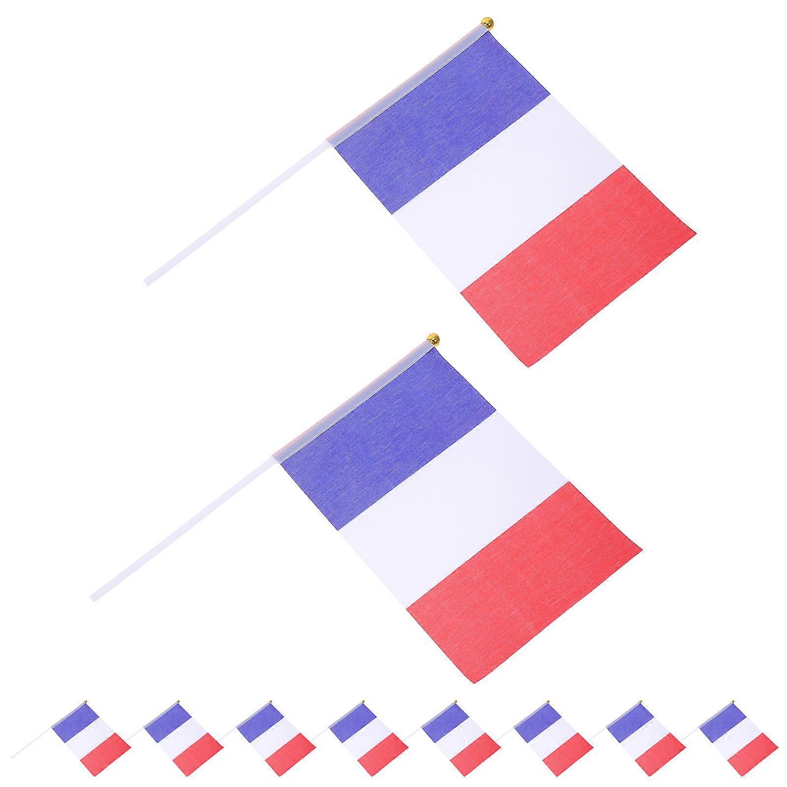 French Flag Mini Table Flag with Pole for Office Decor and Events 100Pcs