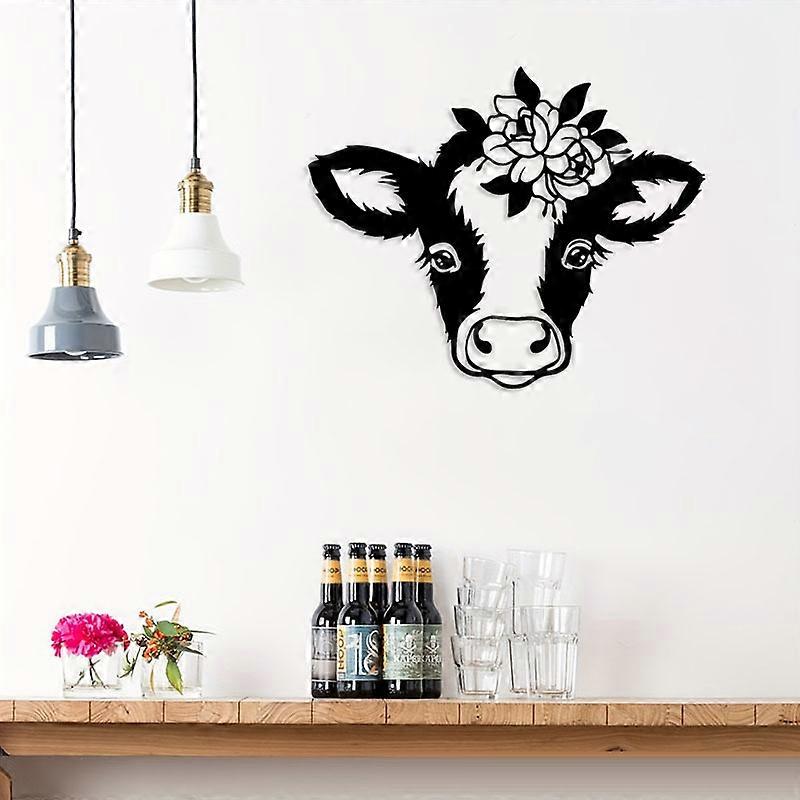 1PC Cow with Flower Hanging Metal Wall Décor for Home Interiors
