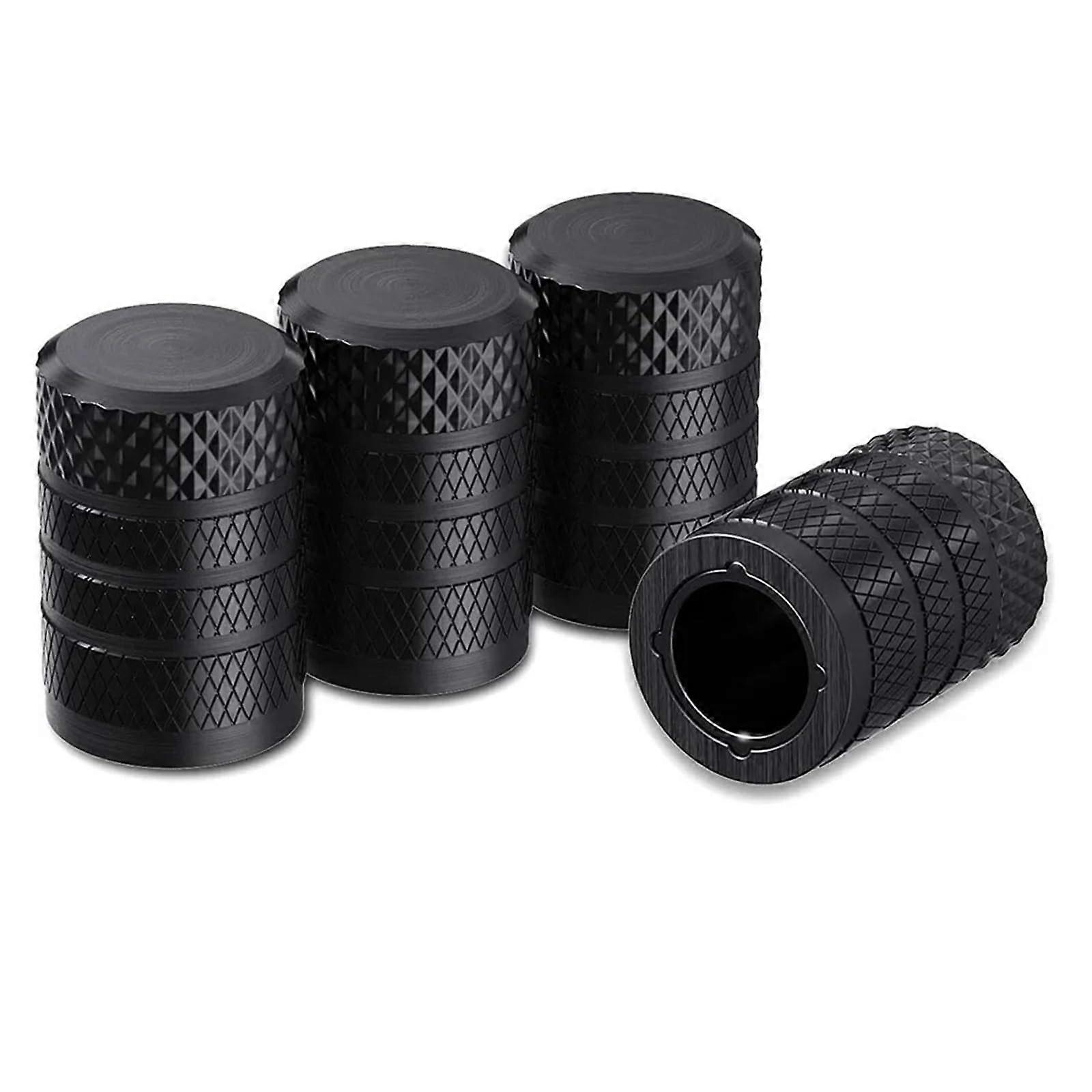Tire Valve Stem Caps Aluminum 4Pcs Set Stem Covers Corrosion Resistant For Cars Trucks Motorcycles SUVs Bikes Black
