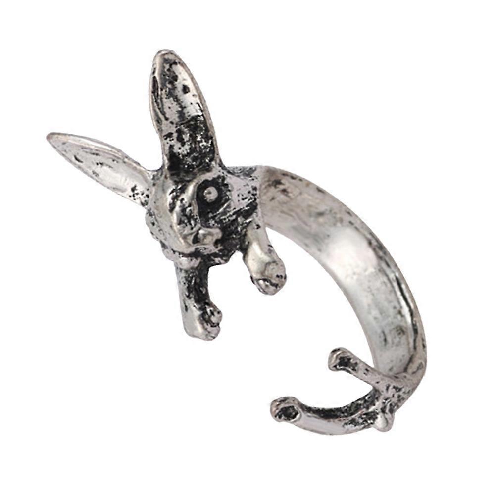 Rabbit Opening Ring Silver Alloy Ring for Decor 2Pcs Easter Jewelry