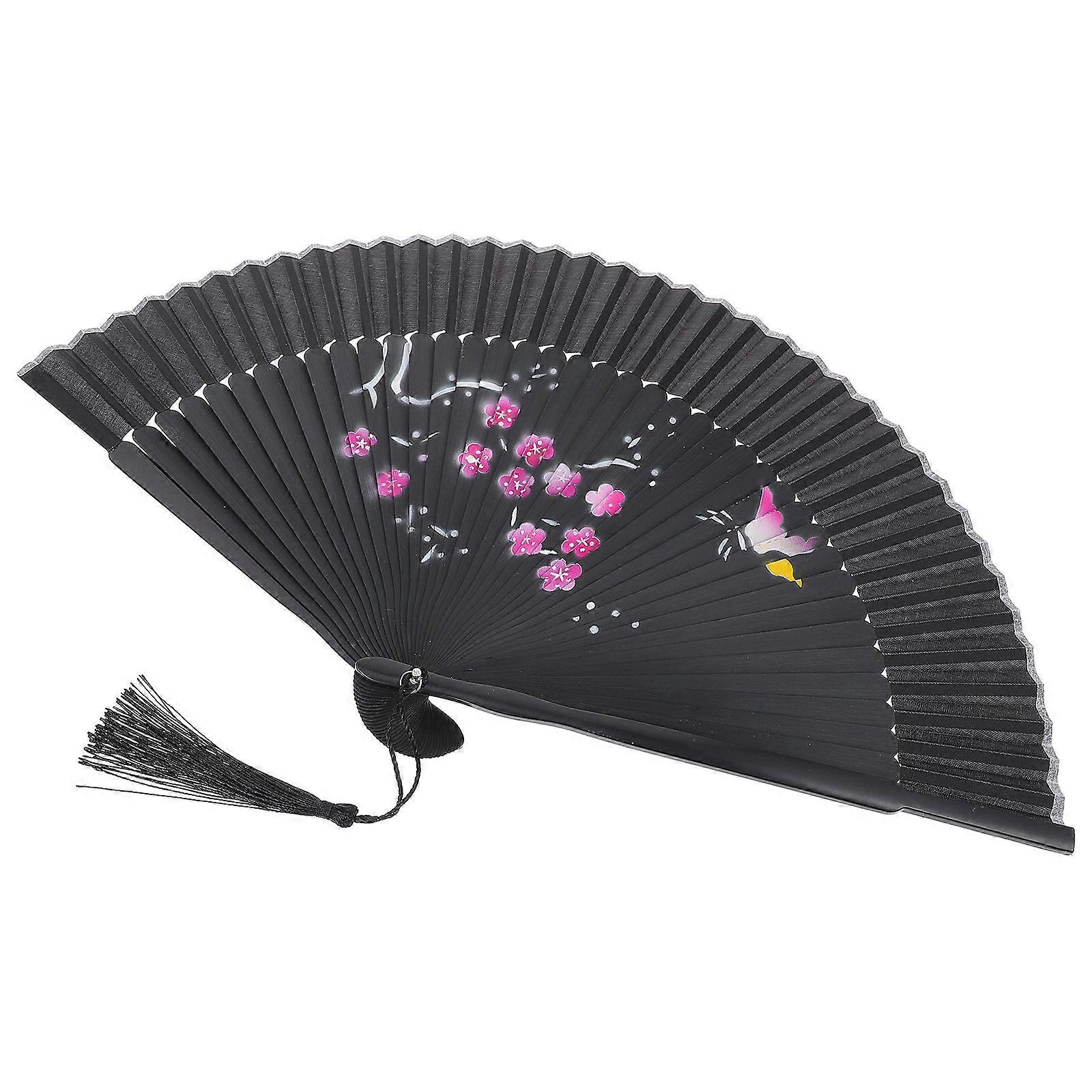 Delicate Flower Pattern Folding Hand Fan For Performance And Gift Giving 40X20CM 3Pcs