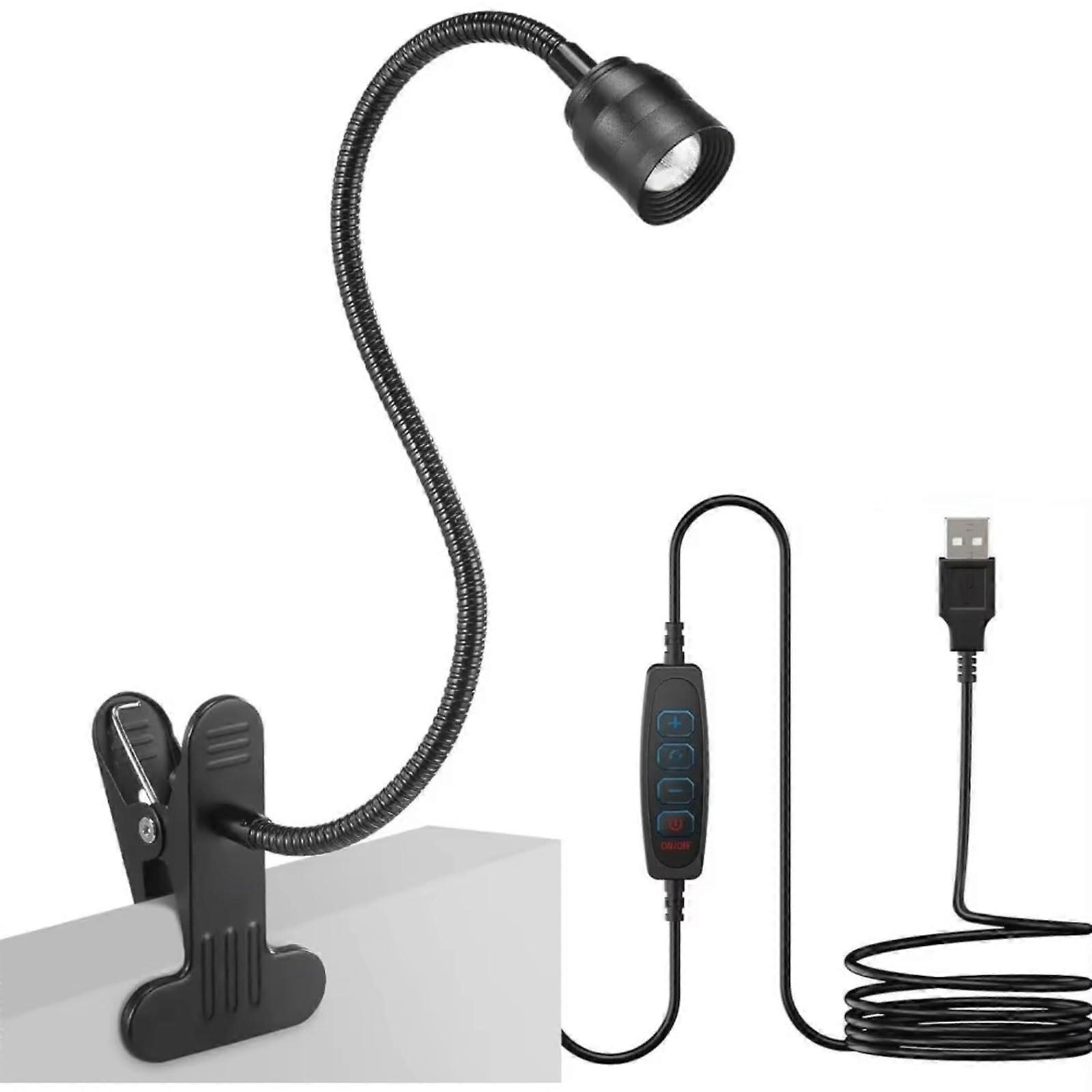 Desk Lamp With Clamp USB Rechargeable Portable EyeCare Table Lamp Three Colour Modes 360Degree Flexible Neck For Nails