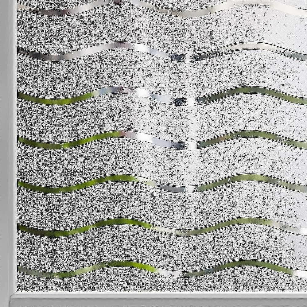 Frosted Window Film Provide Privacy Anti-uv Static Window Film Non-stick Decorative Window Sticker Wave Pattern 60x200cm
