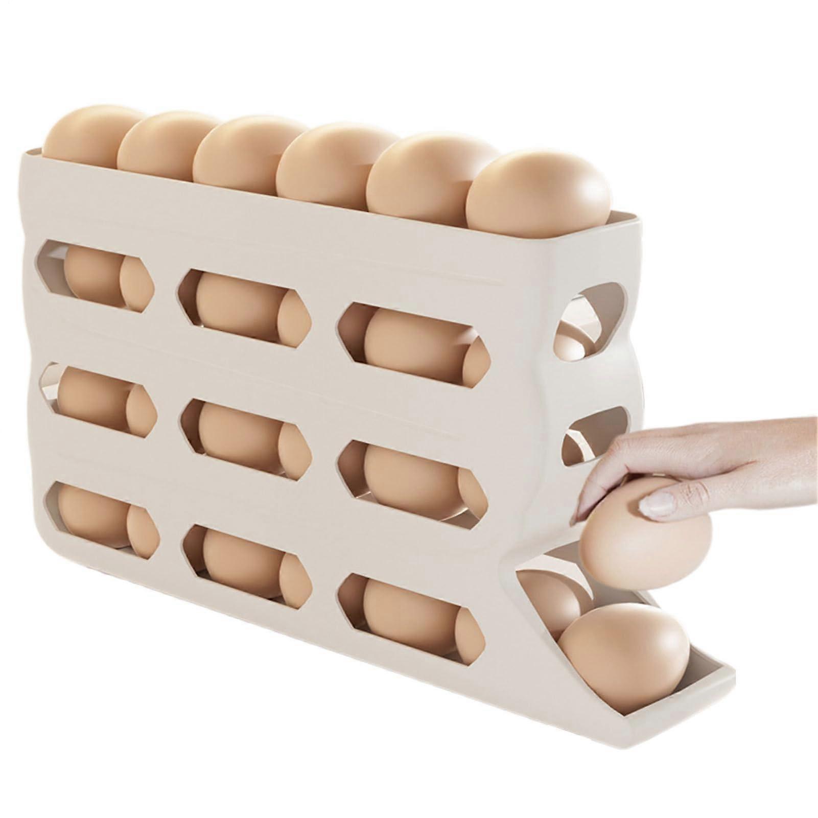 Egg Organizer 4Layer Rotating Egg Holder Capacity 30 Eggs NonSlip Shelf White Kitchen Storage Breakfast Prep