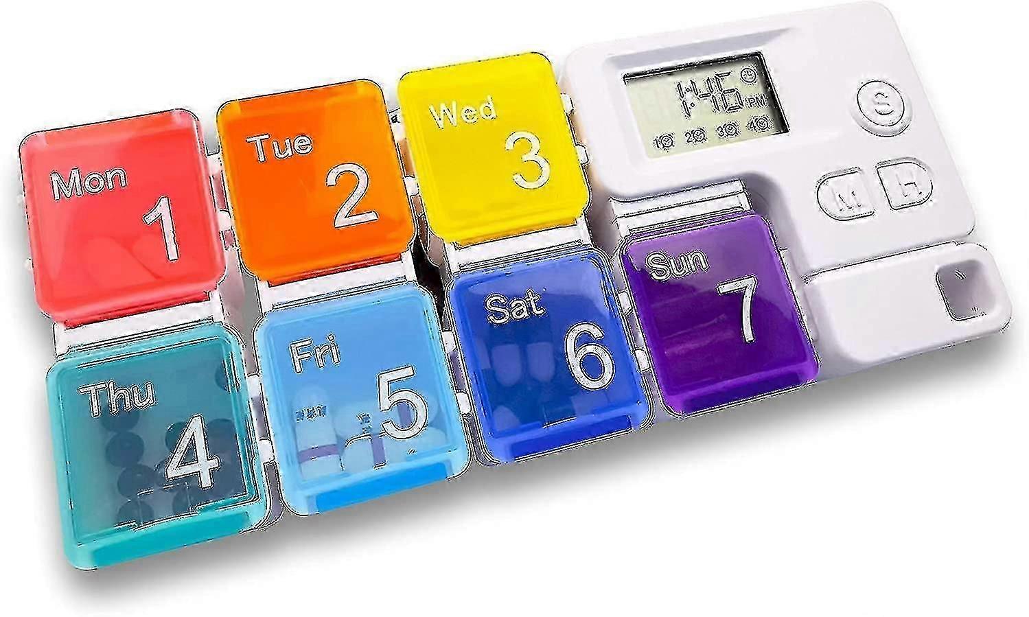 Electronic Pill Boxes Alarm 7 Compartments Automated Medication Reminder Pill Dispenser For Elderly And Children