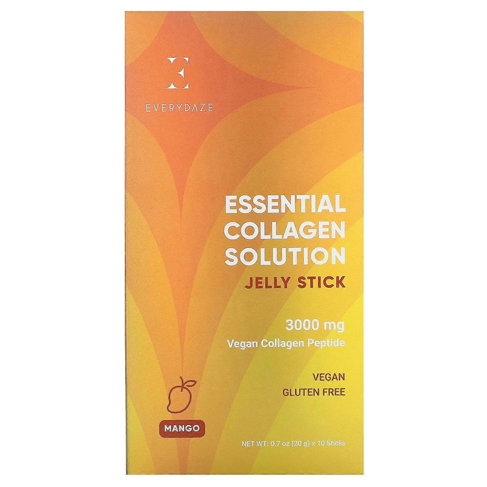 Essential Collagen Solution Jelly Stick, Mango, 3,000 mg, 10 Sticks, 0.7 oz (20 g) Each