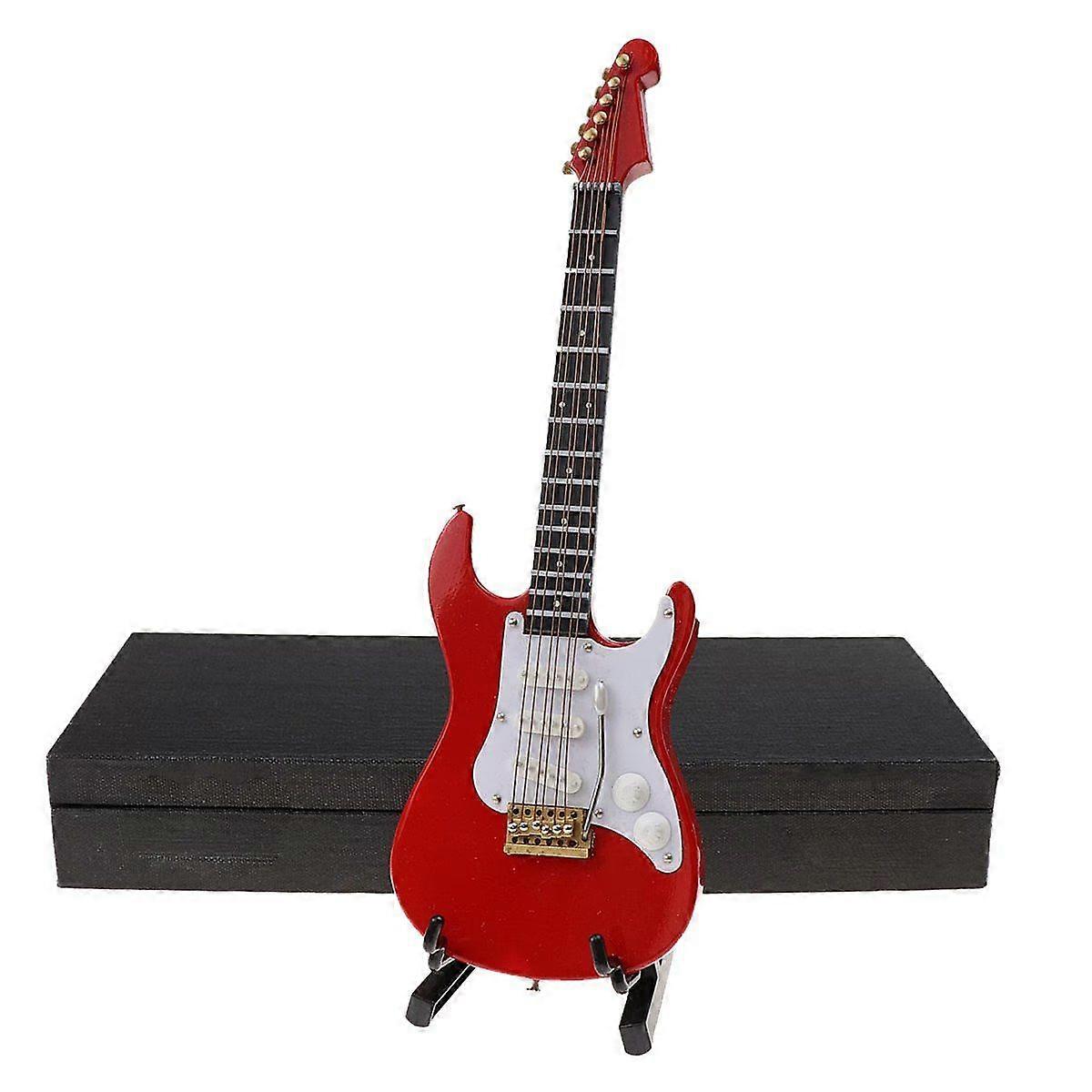 クラシックギターエレキギターモデルミニ木製エレキギターオーナメントモデル(赤)