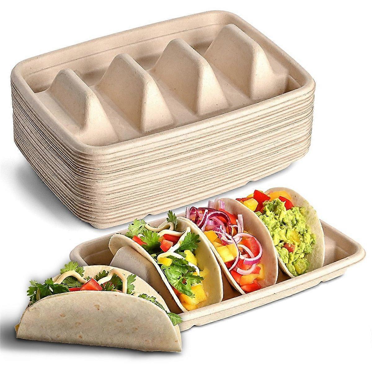 24 قطعة حاملي تاكو يمكن التخلص منها لألواح تاكو الورقية