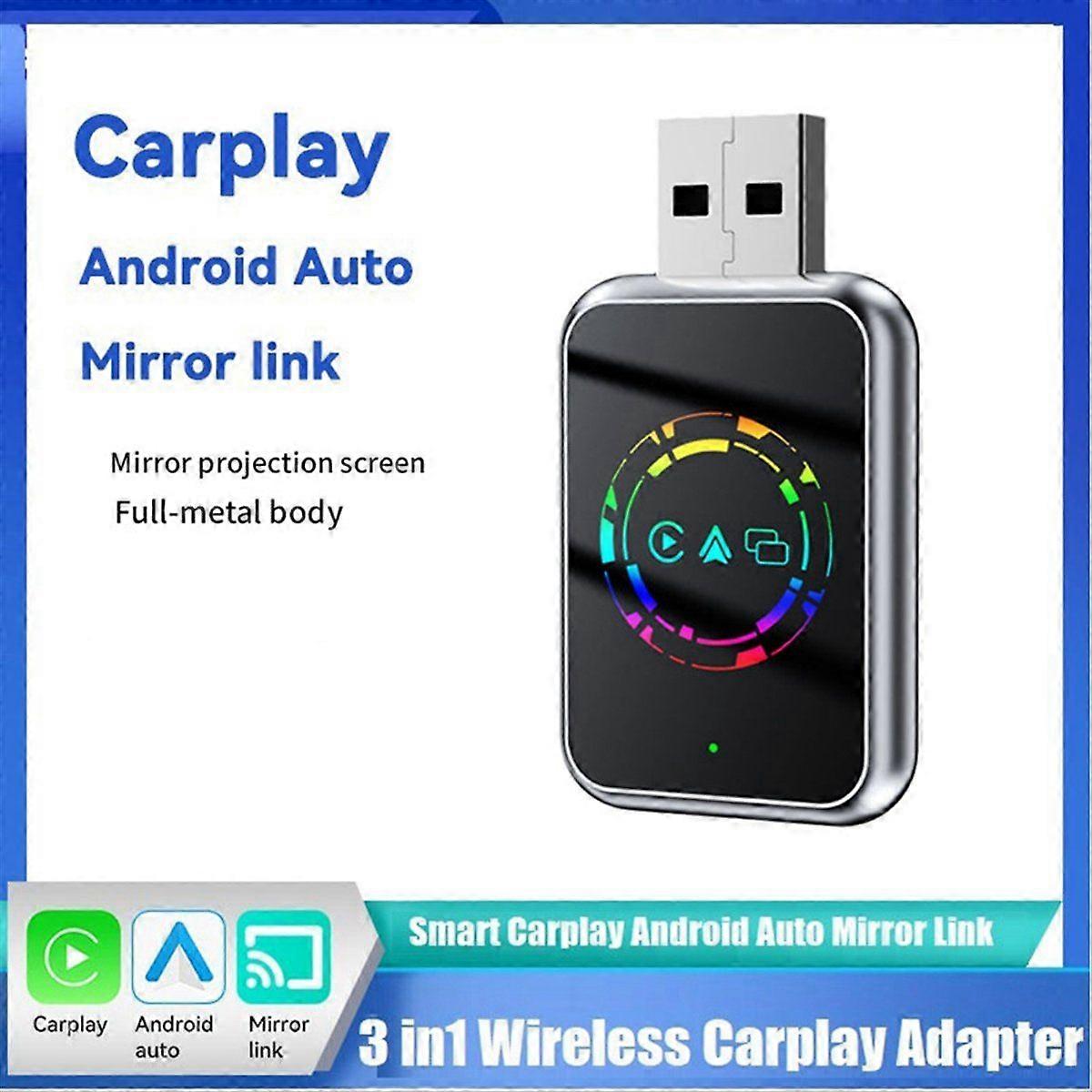 3 In1 Wireless Carplay Android Auto Carplay Mirror Link Bluetooth+WiFi USB Dongle Adapter Wired Car