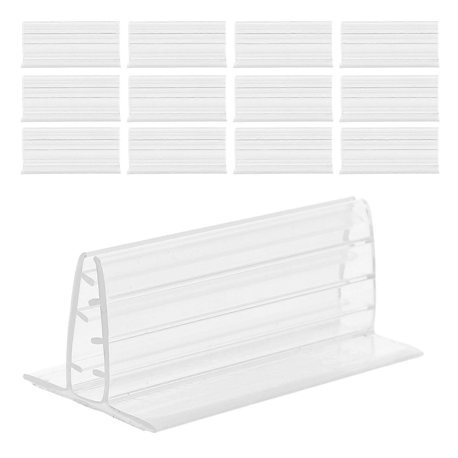 24pcs Self Adhesive Label Holders: Plastic Display Stand Clear Tag Card Holder Stand For Business Cards Name Tag - Label Clips For Office Meeting Reta