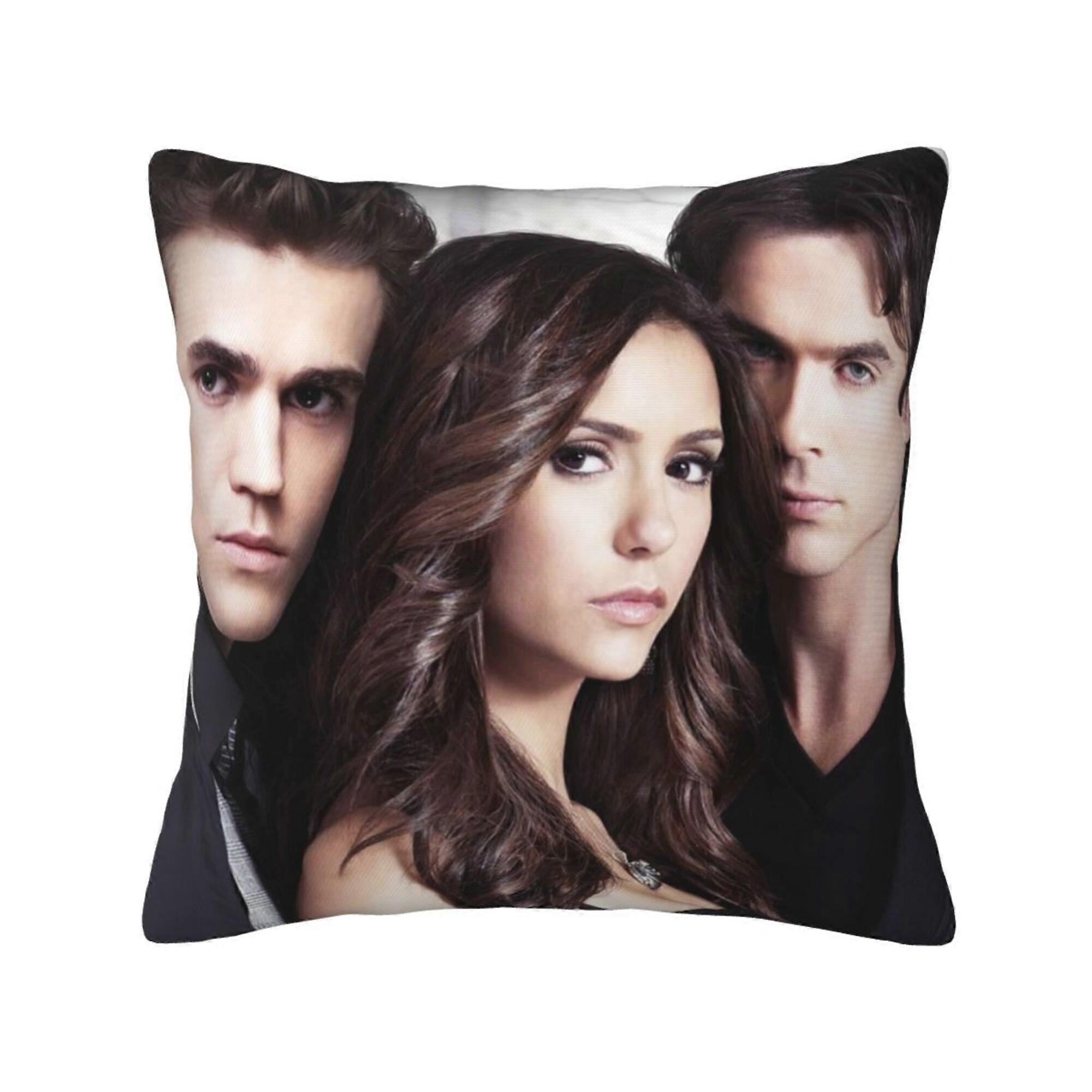 A425ヴァンパイアダイアリーズスロー枕カバー居心地の良いスクエアスロー枕カバーベッドソファソファリビングルームクッションケースの家の装飾-16 "x16" jnB425