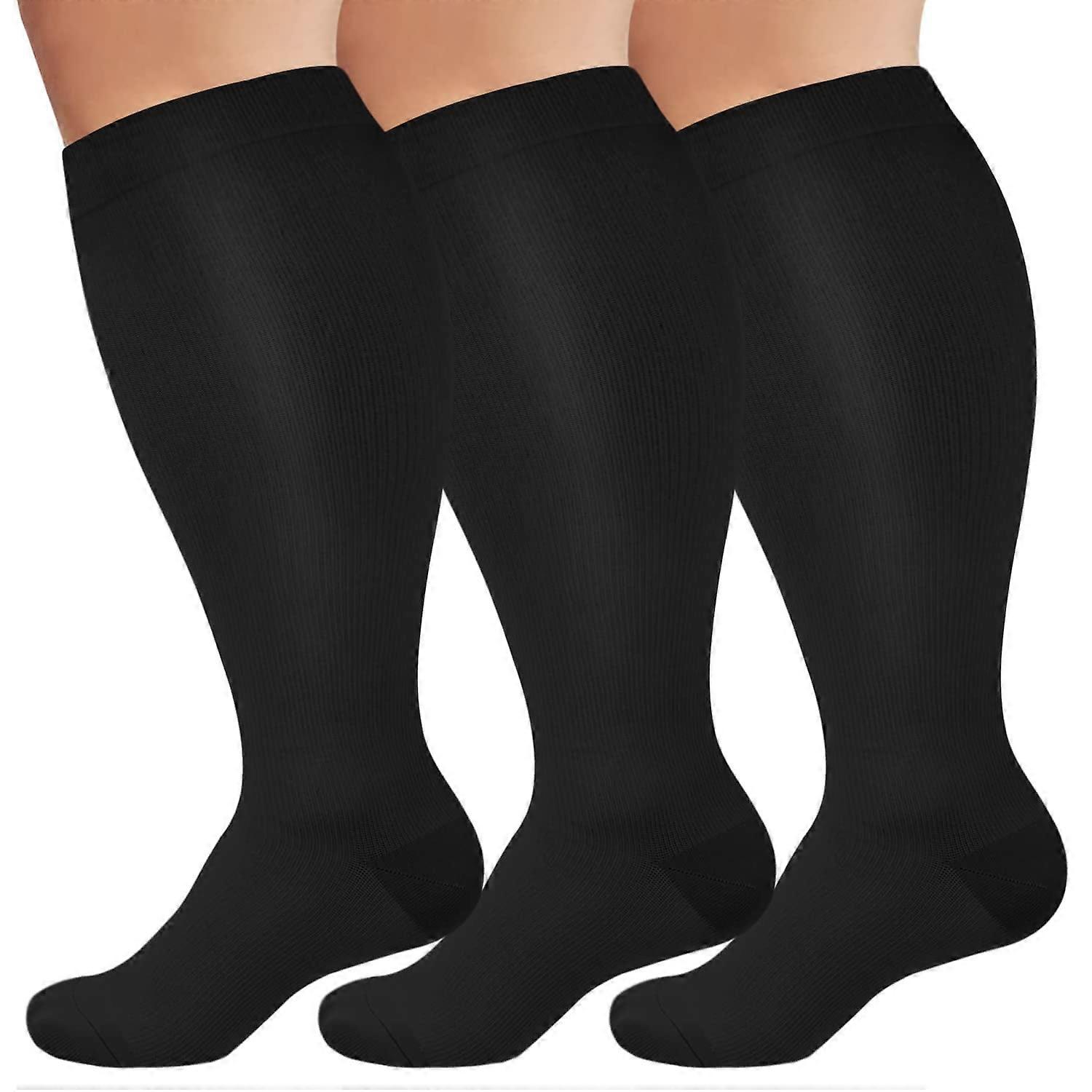 OLENNZ 3 Pack Wide Calf Compression Socks for Women and Men Circulation, Plus Size Knee High Support Stockings, 4XL