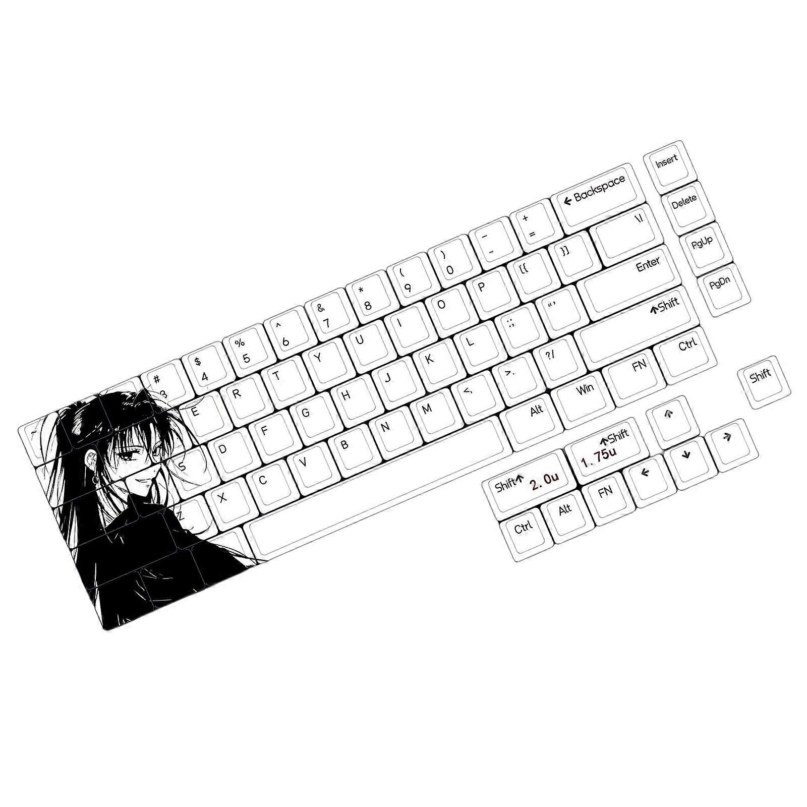 75Key PBT Keycaps Original Height Catoon Theme for Mechanical Keyboard Office and Gaming Keyboards Comfortable Typing Multicolor