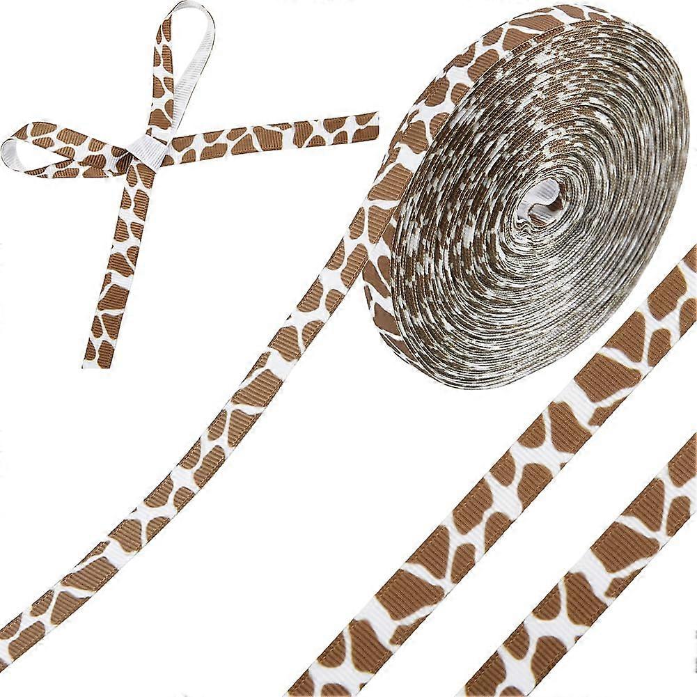 Leopard Print Ribbon 22.86M Satin Grosgrain Polyester Jungle Safari Pattern Thin Ribbon For Gift Wrapping Bows Goldenrod
