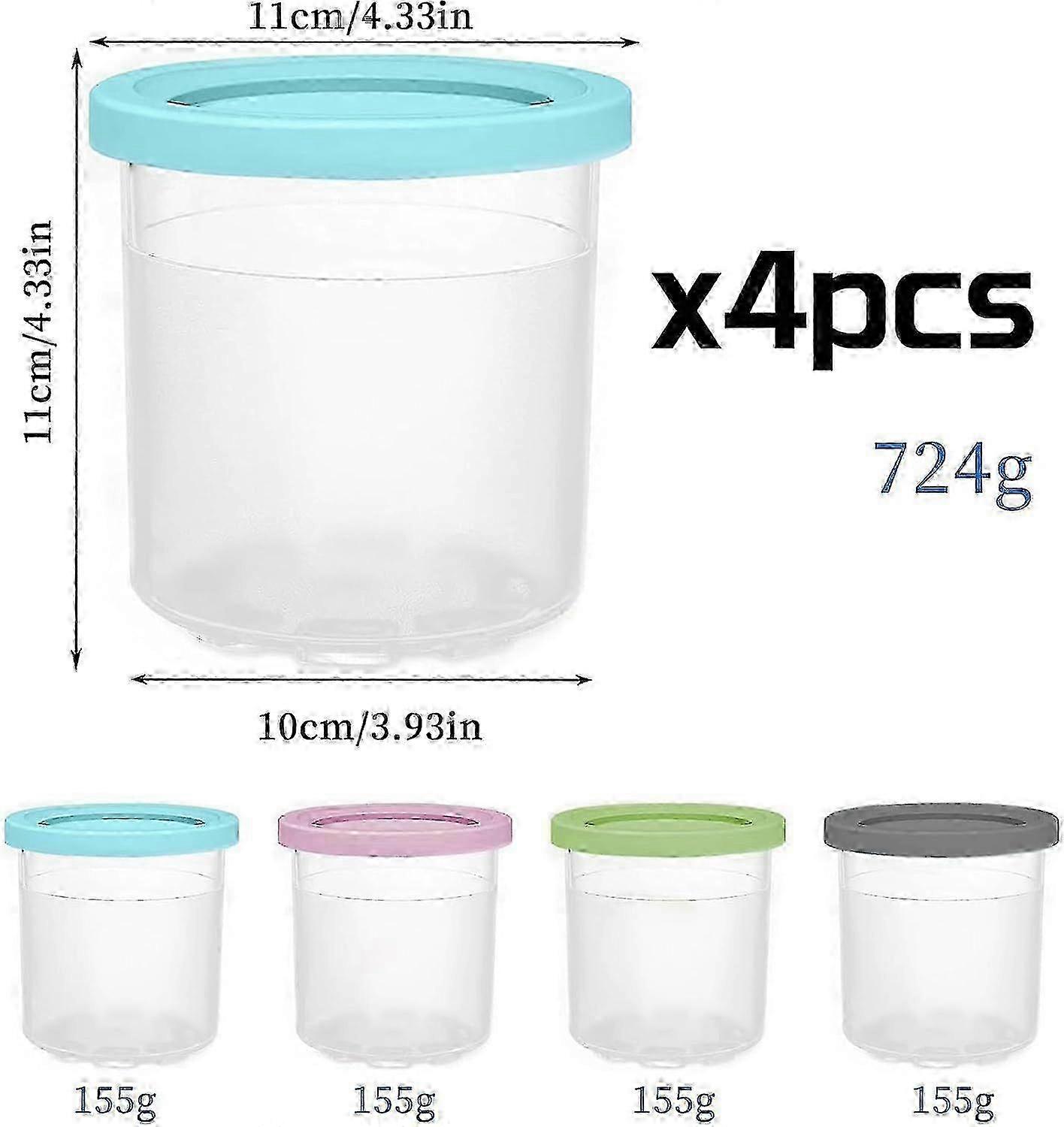 2025 4pcs Ice Cream Pint Containers,Containers compatible Pints Homemade Ice Cream Ice Cream Containers With Lids Compatible With Nc300 Nc29