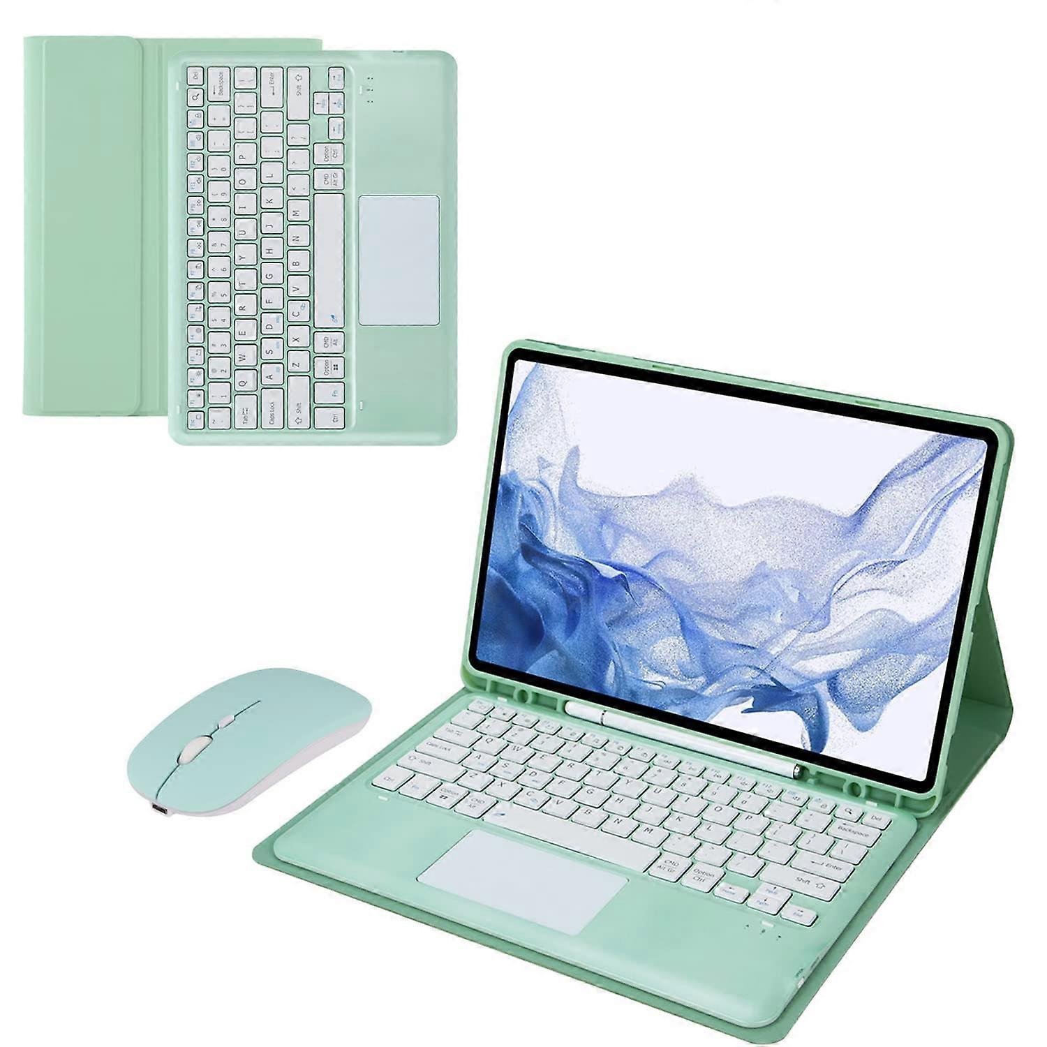 Keyboard Case 14.6In Pencil Holder Magnetic Detachable Keyboard Bluetooth Mouse Green