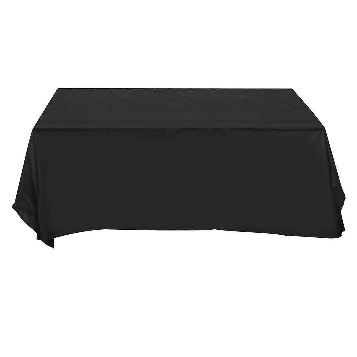1PC 137x183cm Eco-Friendly Tablecloth Pure Color Disposable Waterproof Plastic Protector Cover for Picnic Banquet Event Party (Black)