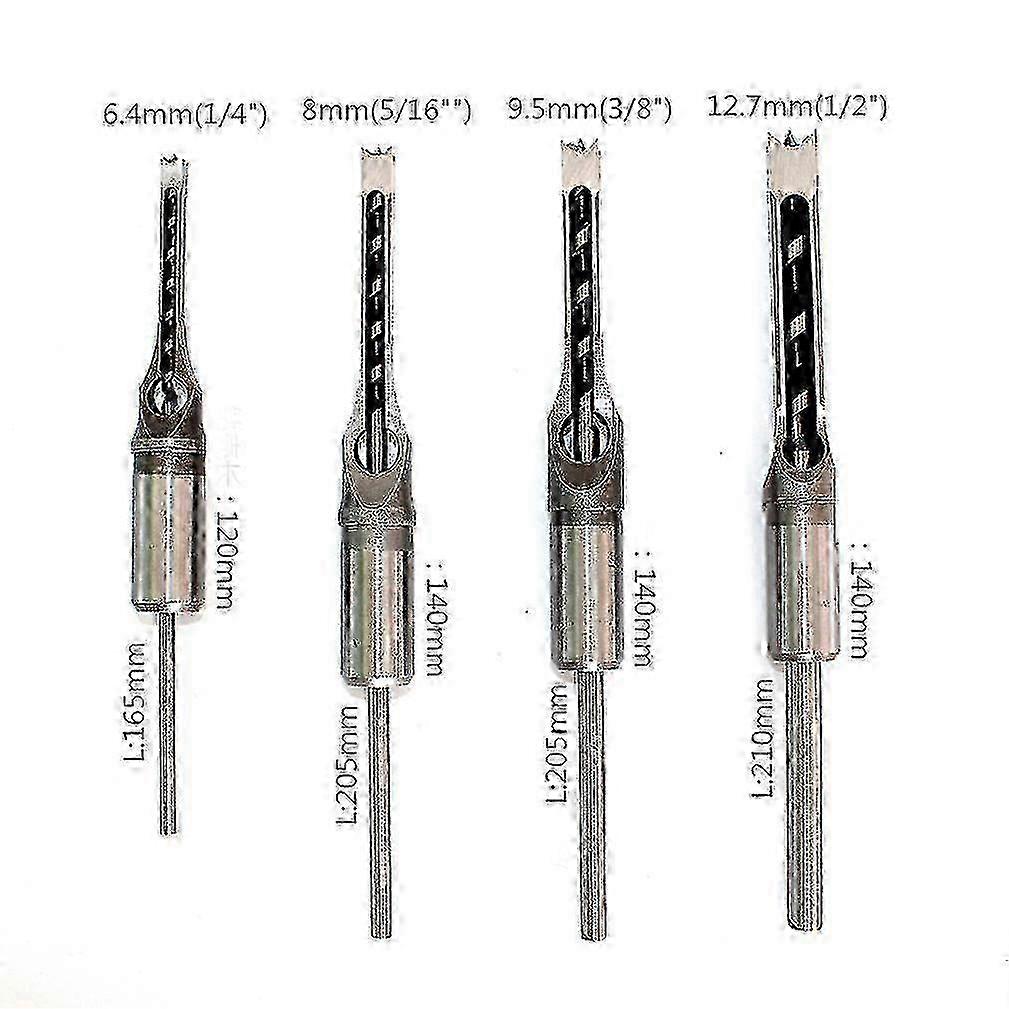 4pcs Woodworking Drill Square Mortise Drill Joint Chisel Tool Square Hole Drill