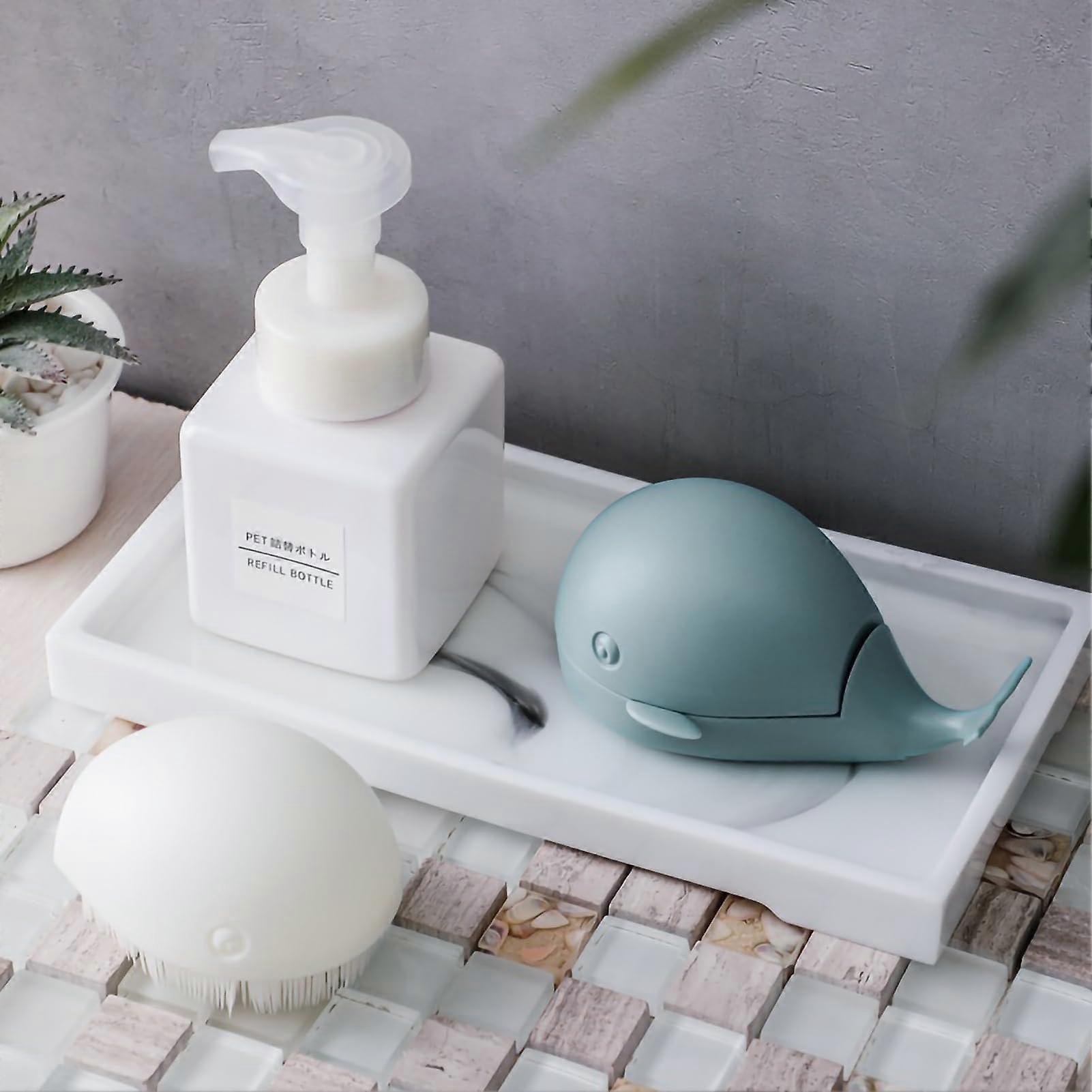 Soft Whale Shape Clothes Brush With Base, Shoe Scrubbing Brush, For Home And Travel, Portable White